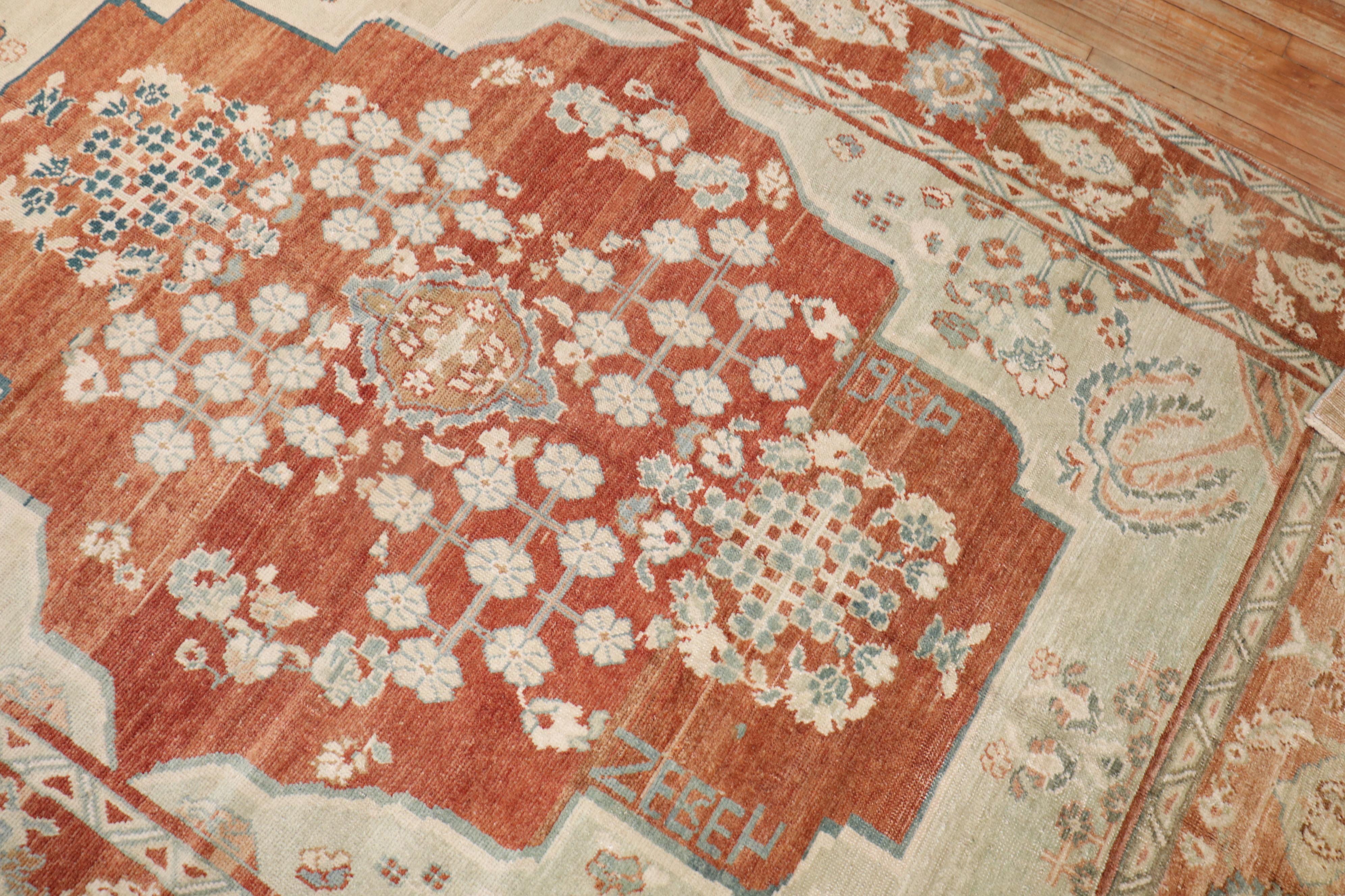 Zabihi Collection Floral Red Vintage Turkish Anatolian Rug For Sale 1