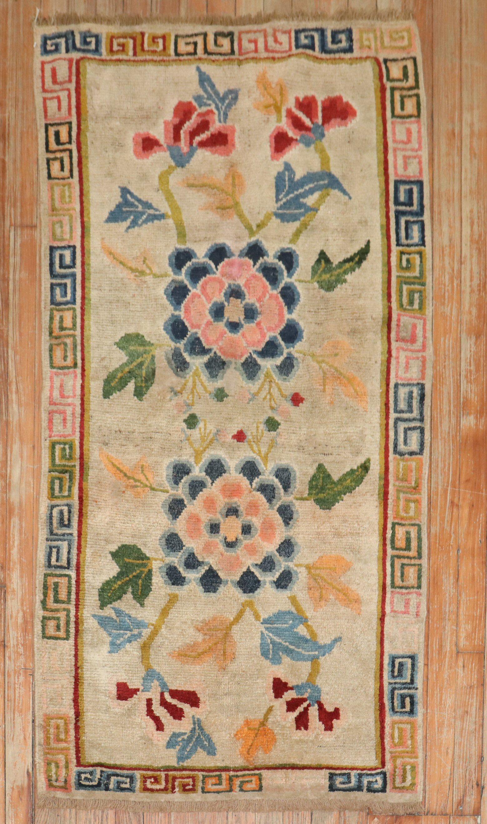 Lana Tappeto tibetano vintage Zabihi Collection'S Floral Scatter