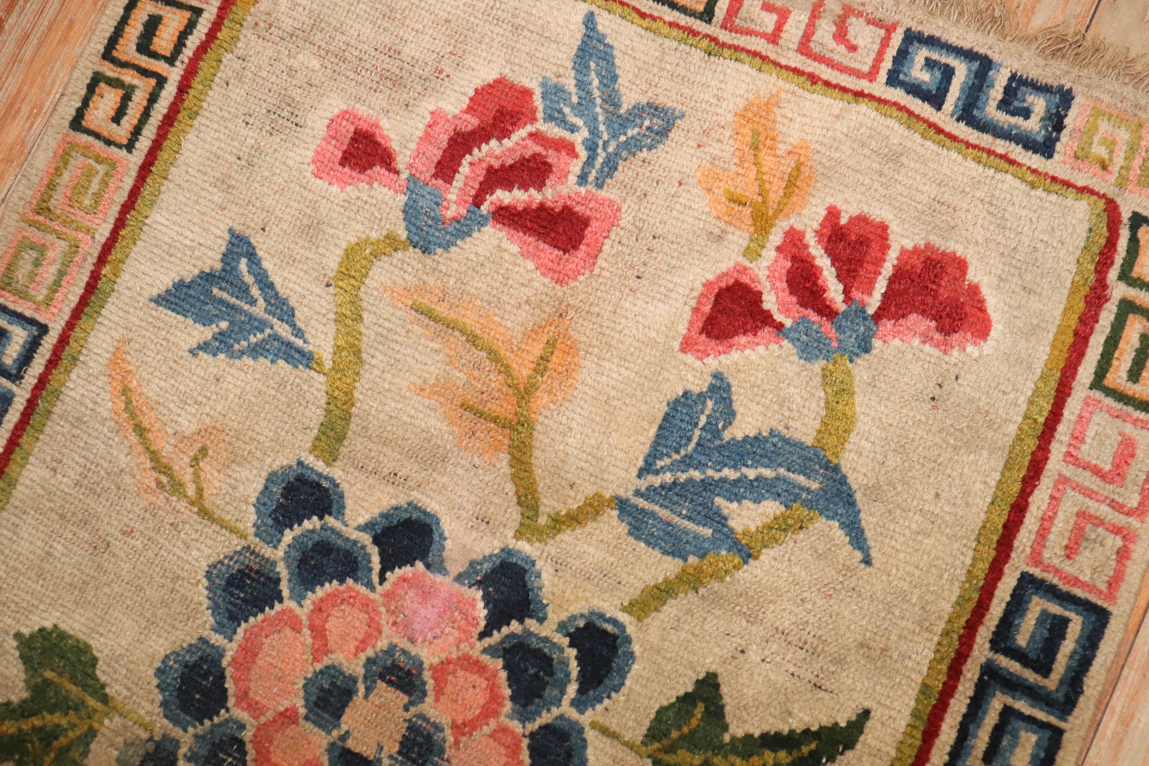 Tappeto tibetano vintage Zabihi Collection'S Floral Scatter 1