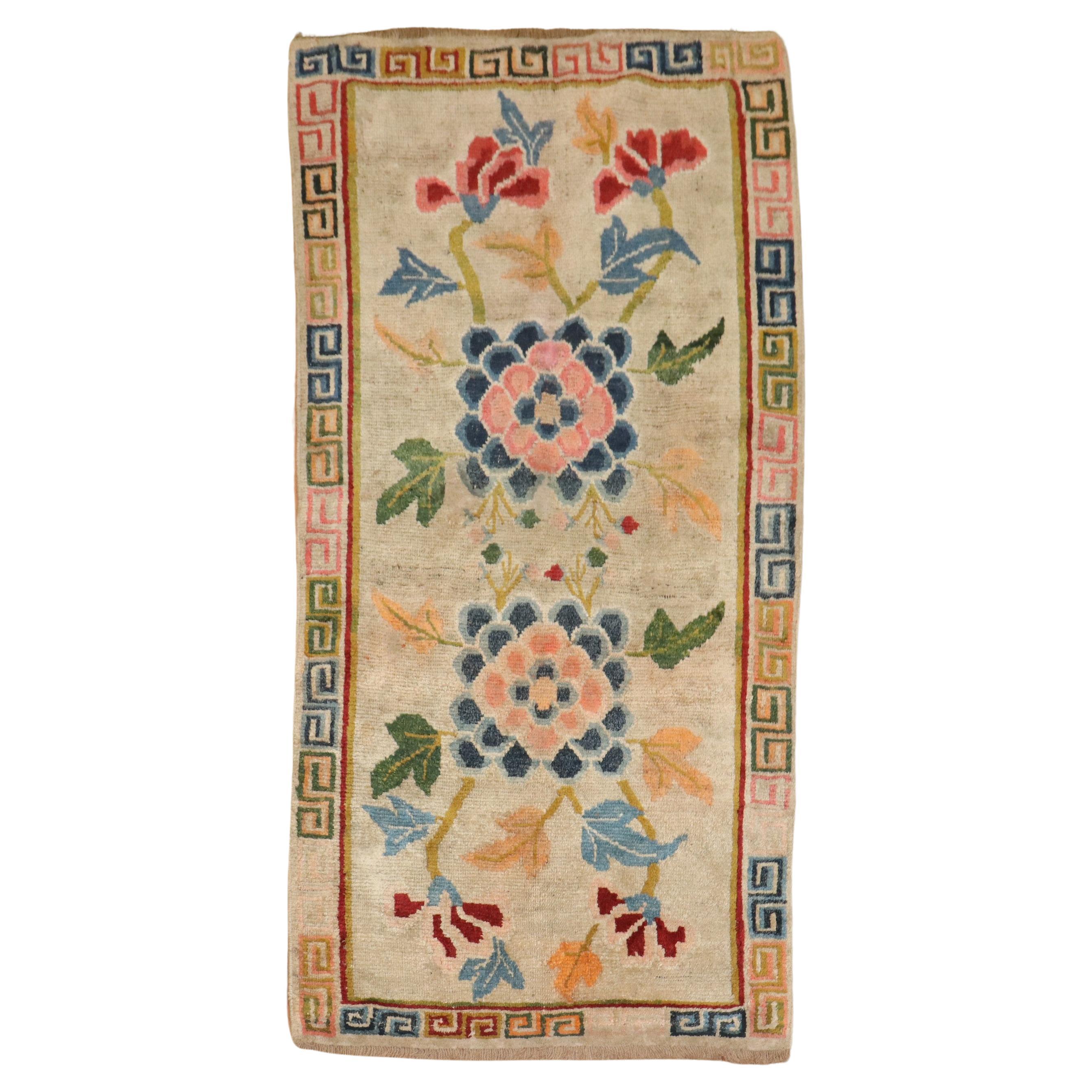 Zabihi Collection Floral Scatter Vintage Tibetan Rug