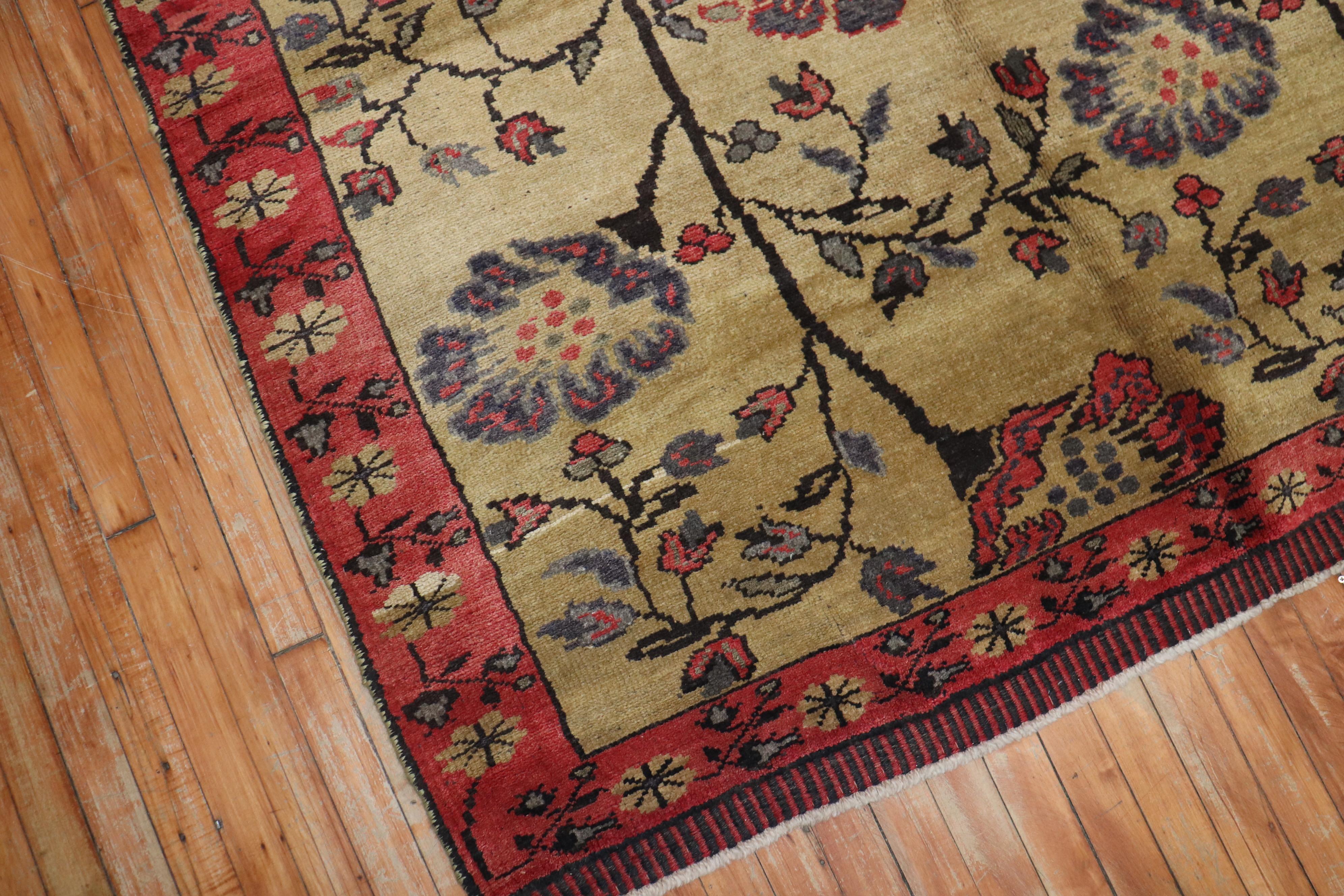 Zabihi Collection Floral Turkish Rug  In Good Condition For Sale In New York, NY