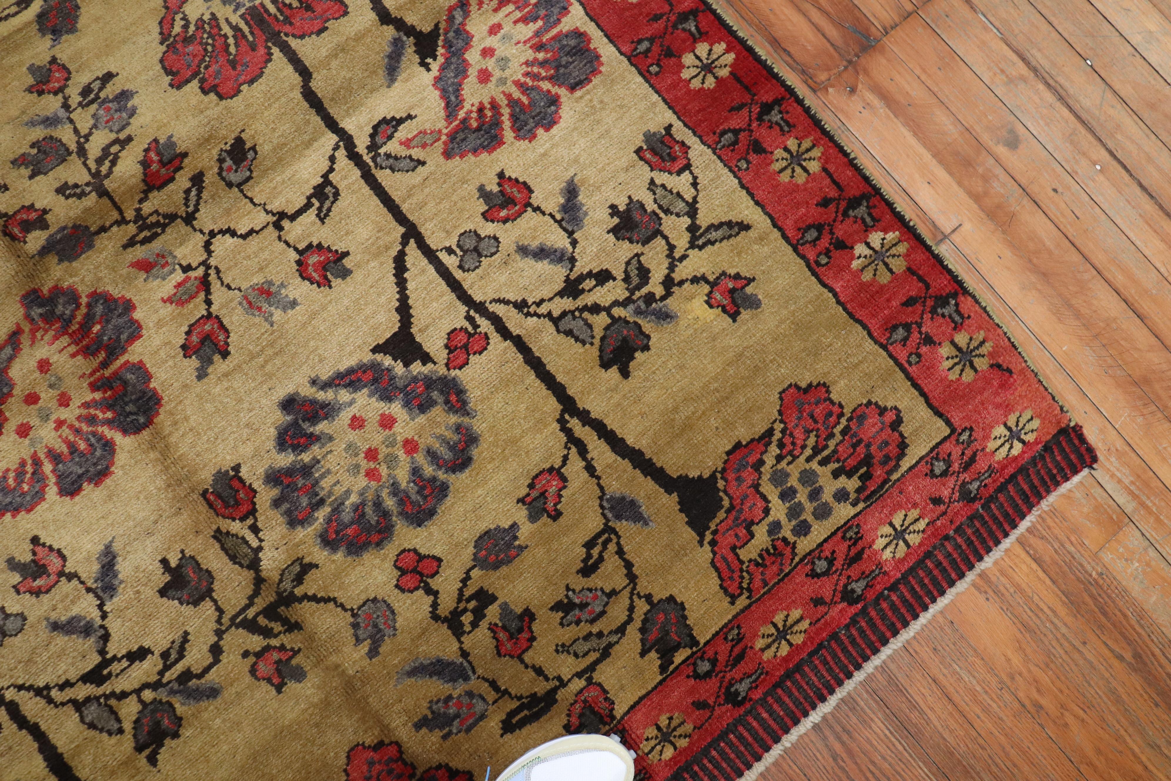 20th Century Zabihi Collection Floral Turkish Rug  For Sale