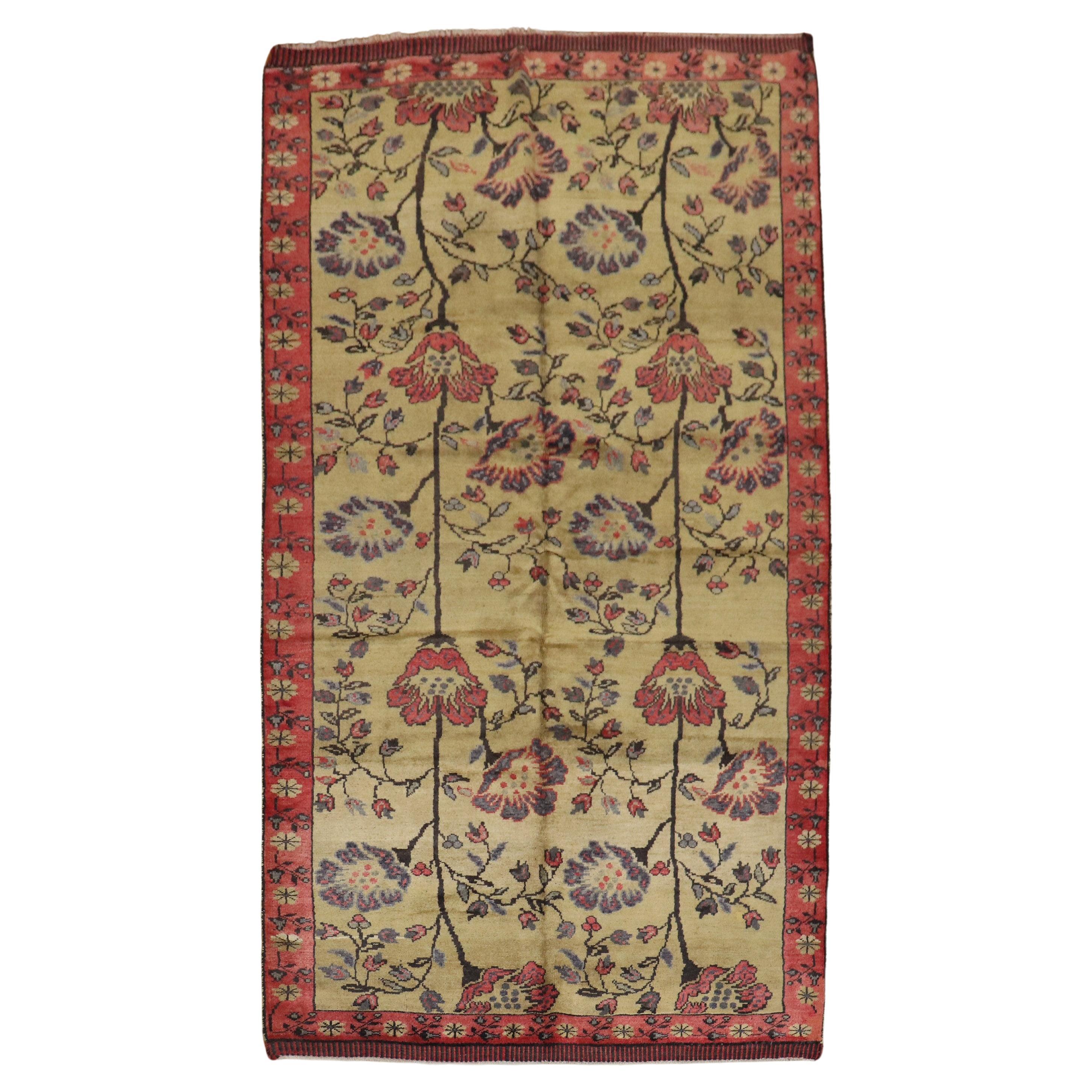 Zabihi Collection Floral Turkish Rug  For Sale