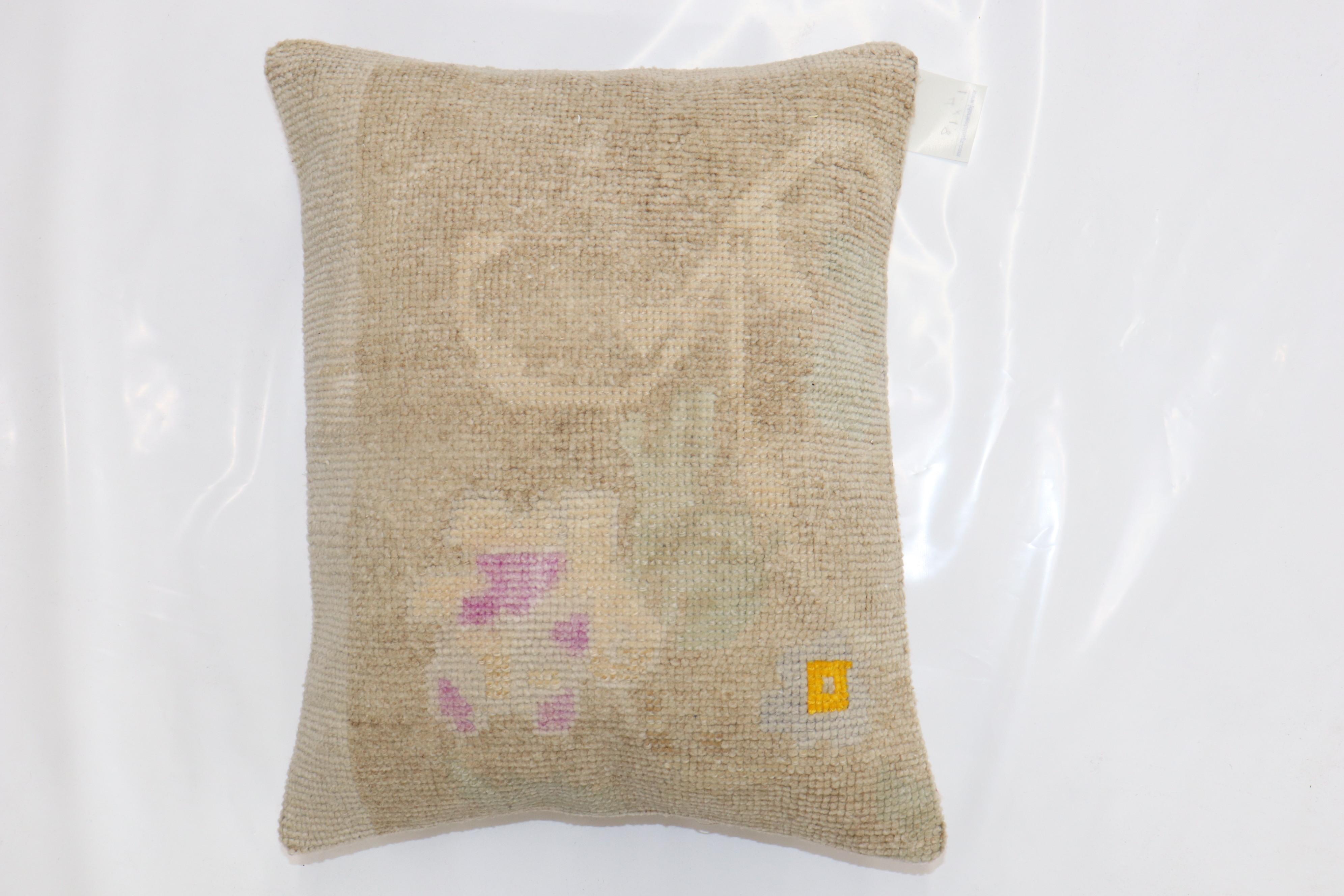 Zabihi Collection Floral Vintage Oushak Rug Pillow In Good Condition For Sale In New York, NY