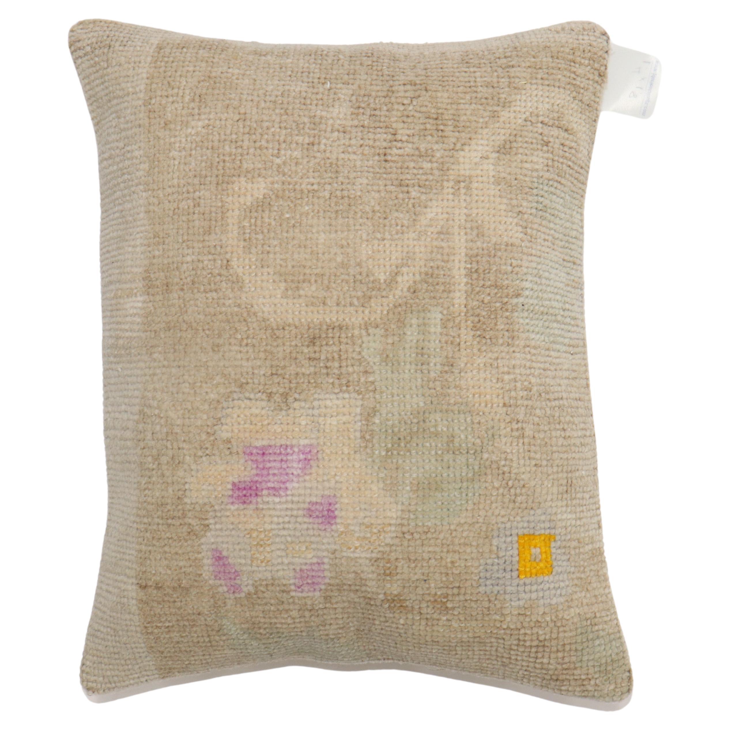 Zabihi Collection Floral Vintage Oushak Rug Pillow For Sale