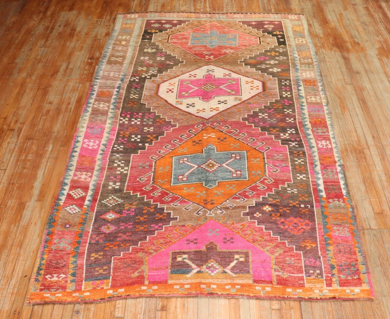 Zabihi Rug Collection Funky Turkish Gallery Rug For Sale at 1stDibs