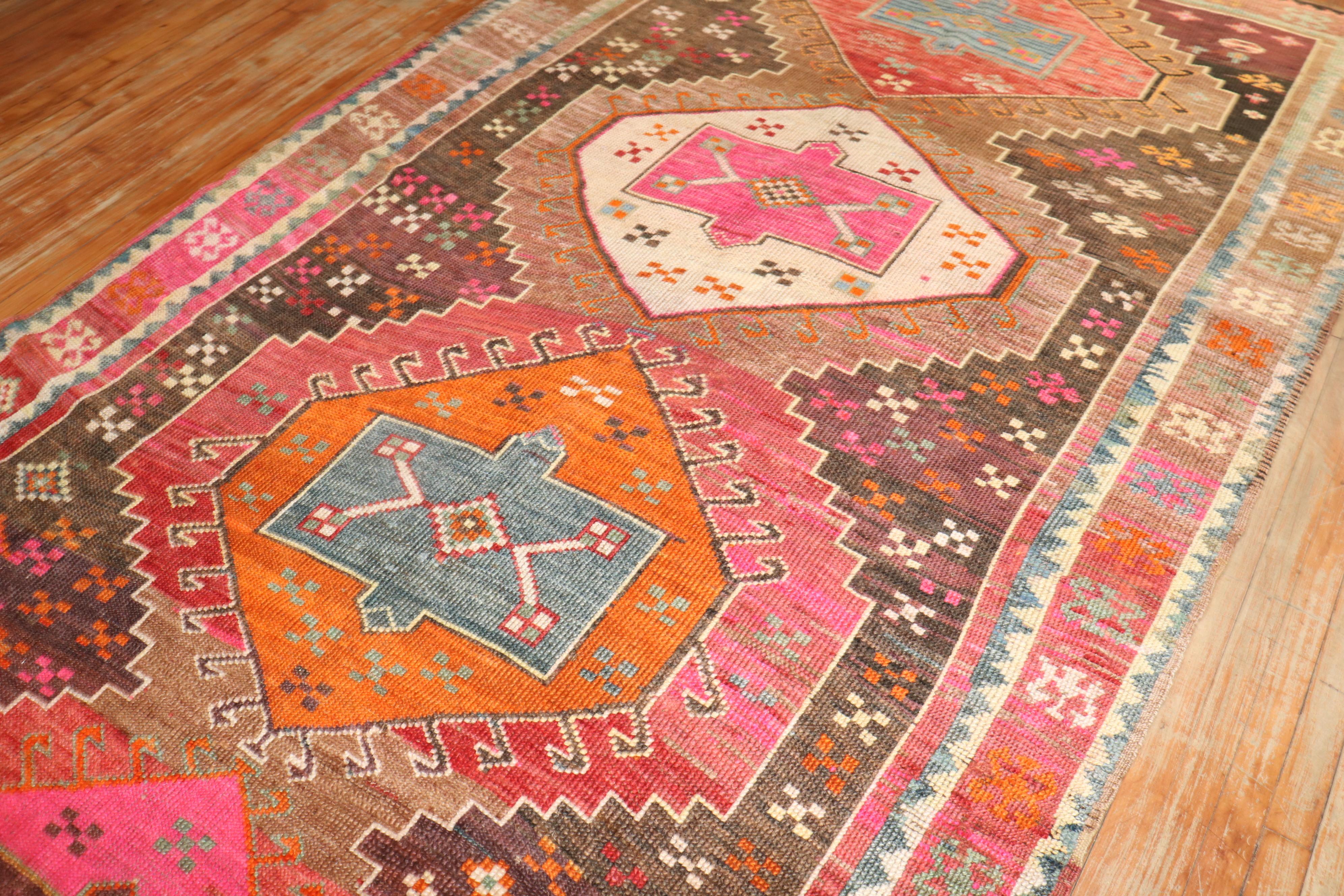Hand-Knotted Zabihi Rug Collection Funky Turkish Gallery Rug For Sale