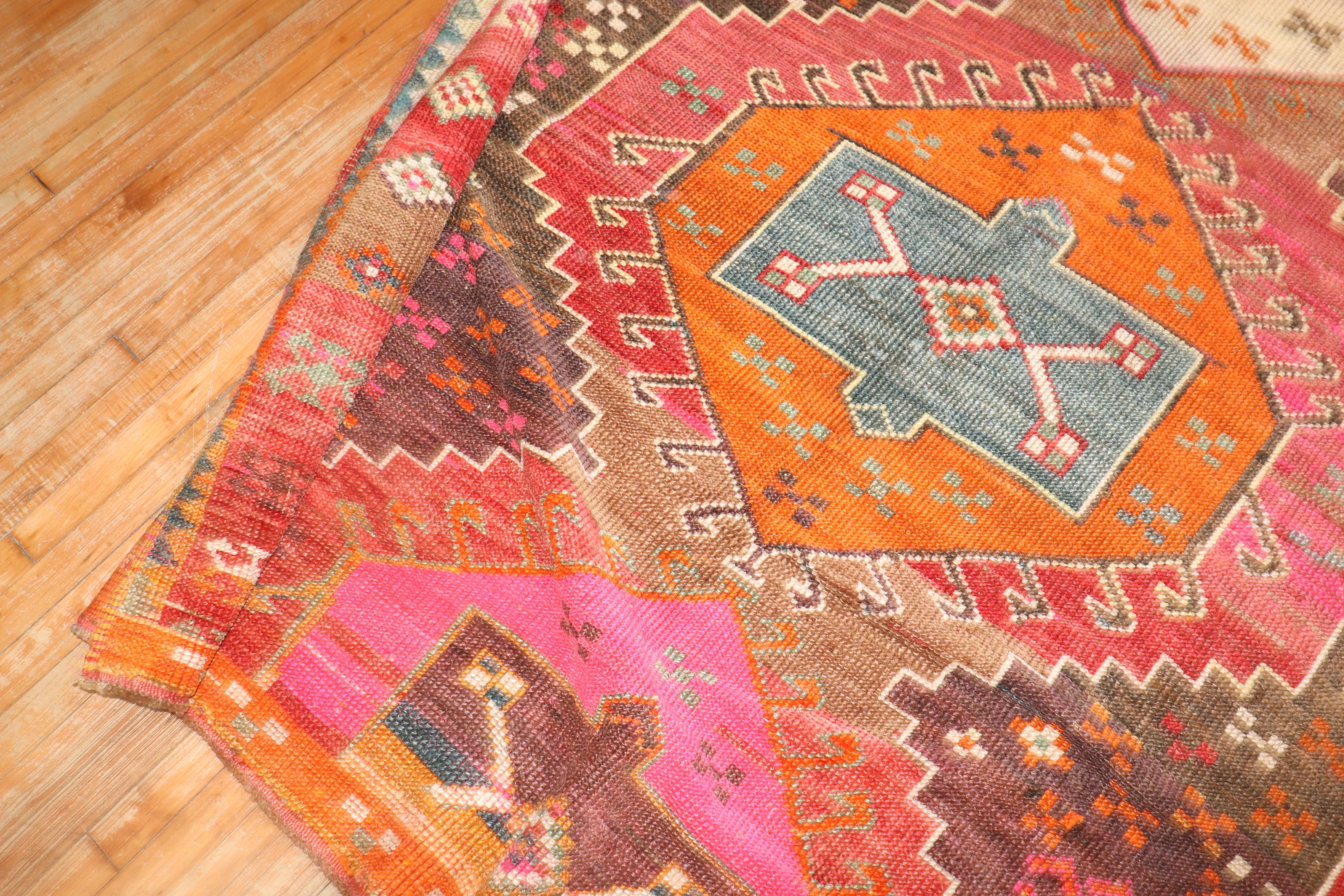 20th Century Zabihi Rug Collection Funky Turkish Gallery Rug For Sale