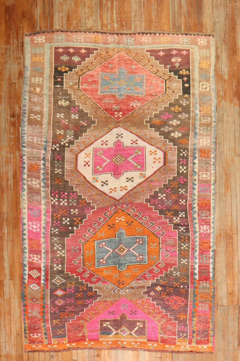 Zabihi Rug Collection Funky Turkish Gallery Rug For Sale at 1stDibs