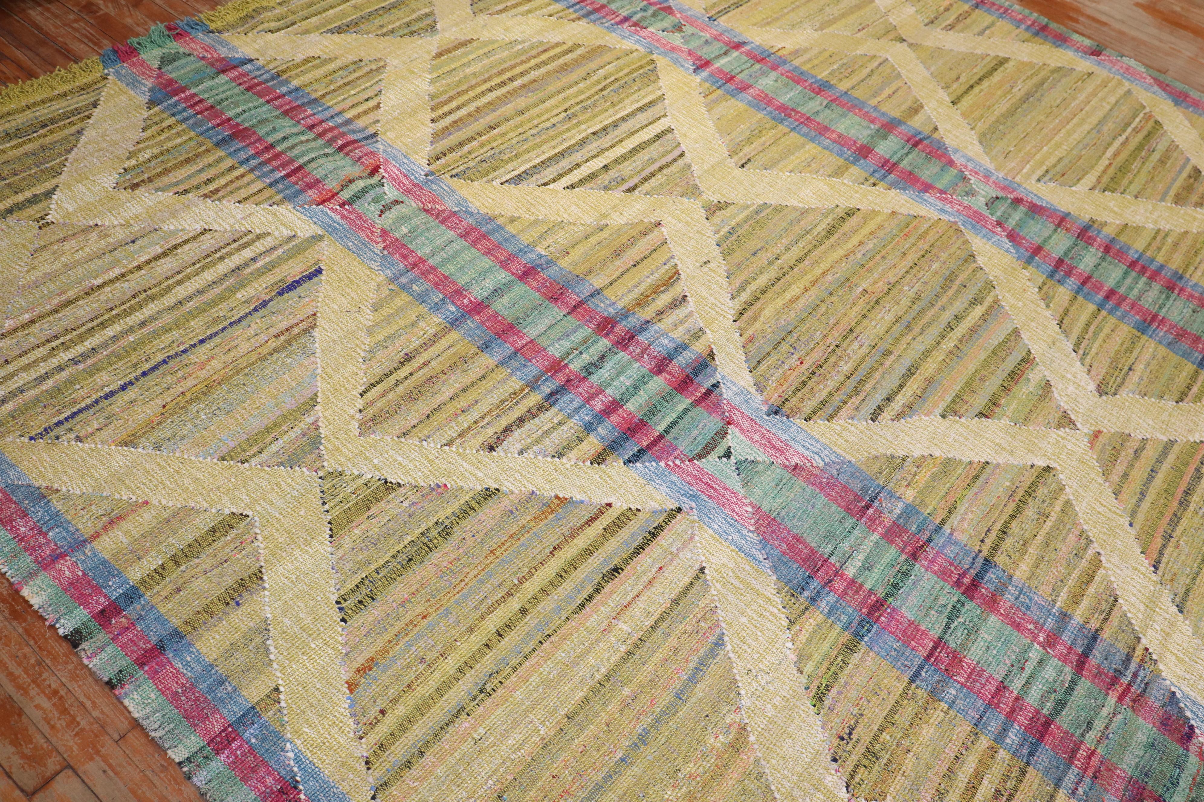 Futurist Zabihi Collection Funky Vintage Inspired Turkish Kilim For Sale
