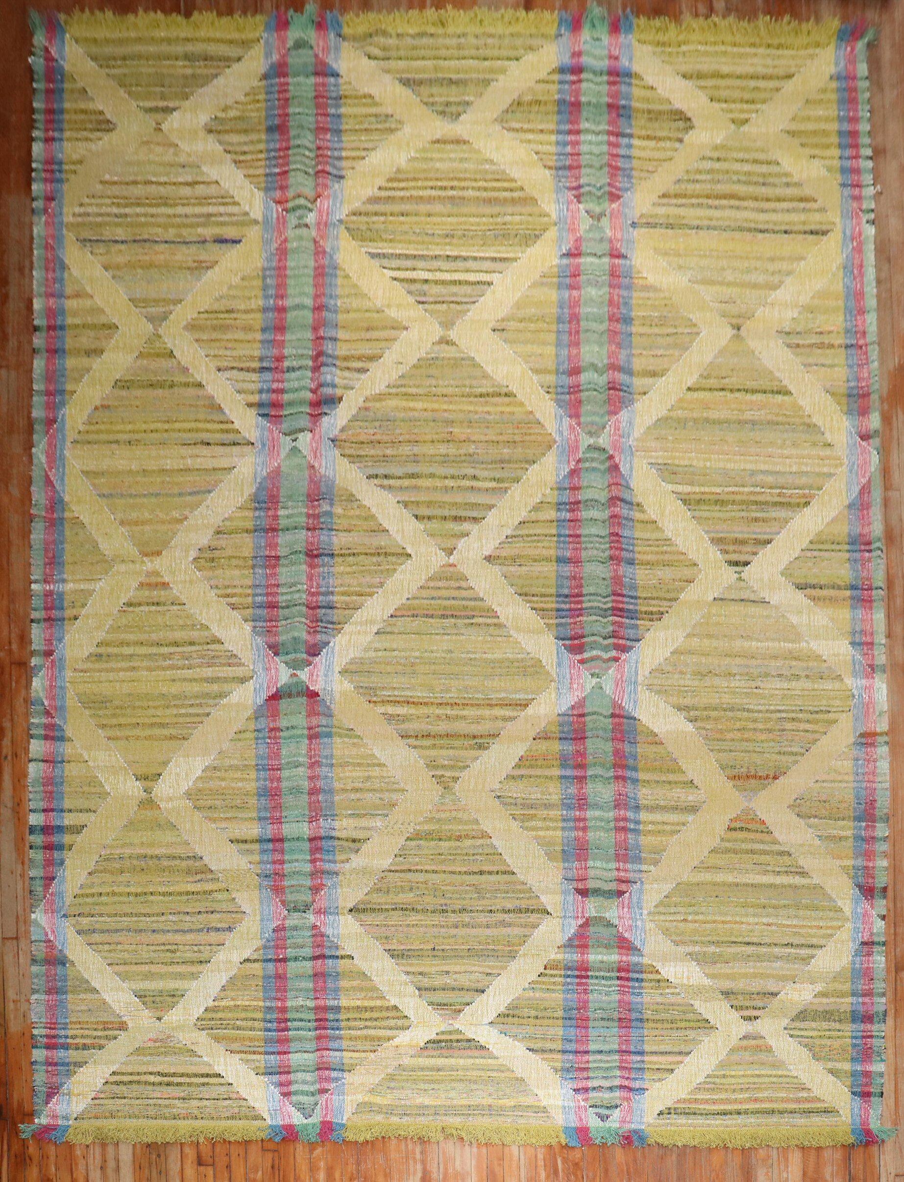 Zabihi Collection Funky Vintage Inspired Turkish Kilim In Good Condition For Sale In New York, NY
