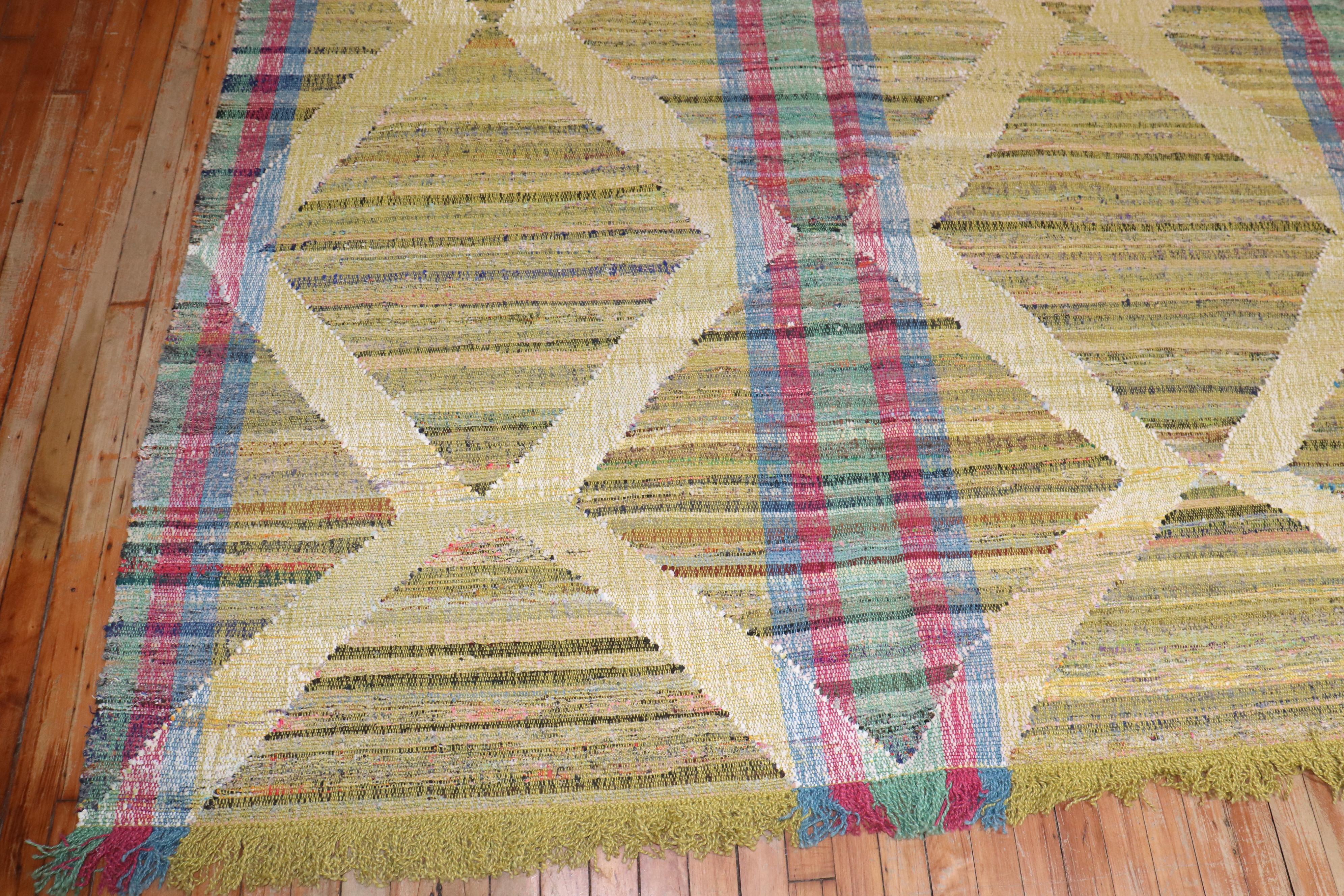 Zabihi Collection Funky Vintage Inspired Turkish Kilim For Sale 1