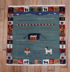 Zabihi Collection Gabbeh Souf Animal Green Rug