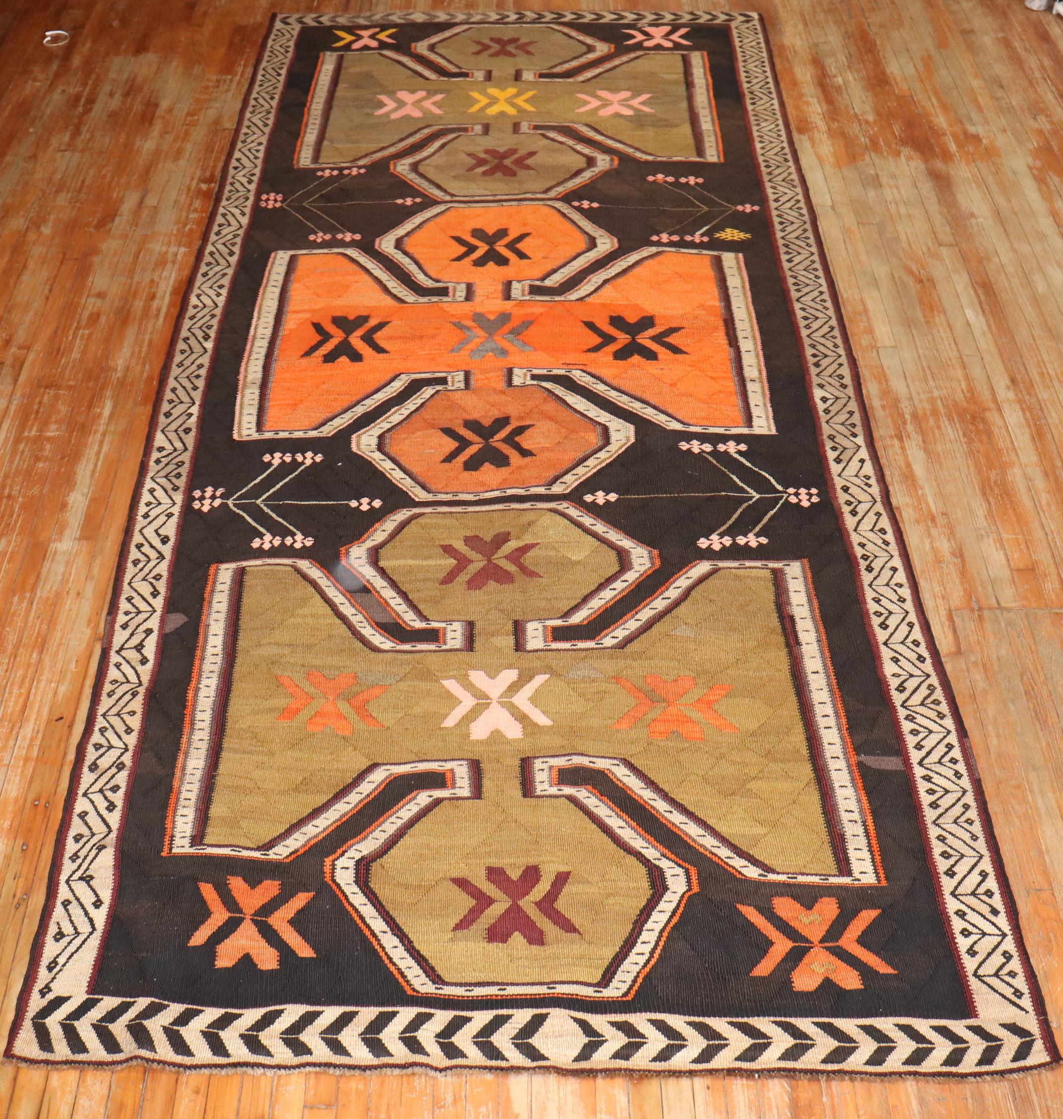Kilim Turco Vintage Tamaño Galería Colección Zabihi Lana en venta