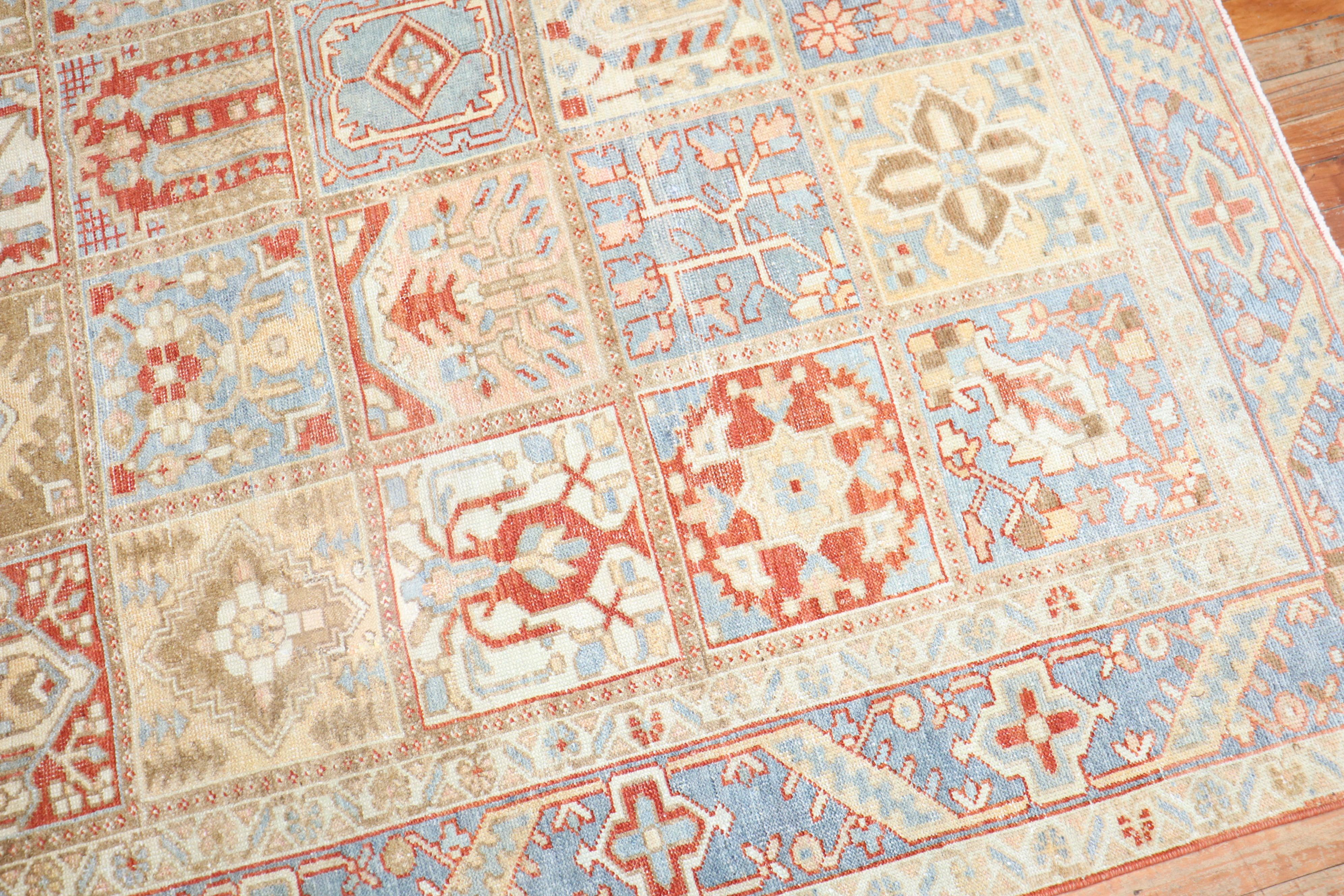 20th Century Zabihi Collection Garden Box Antique Persian Bakhtiari Rug For Sale