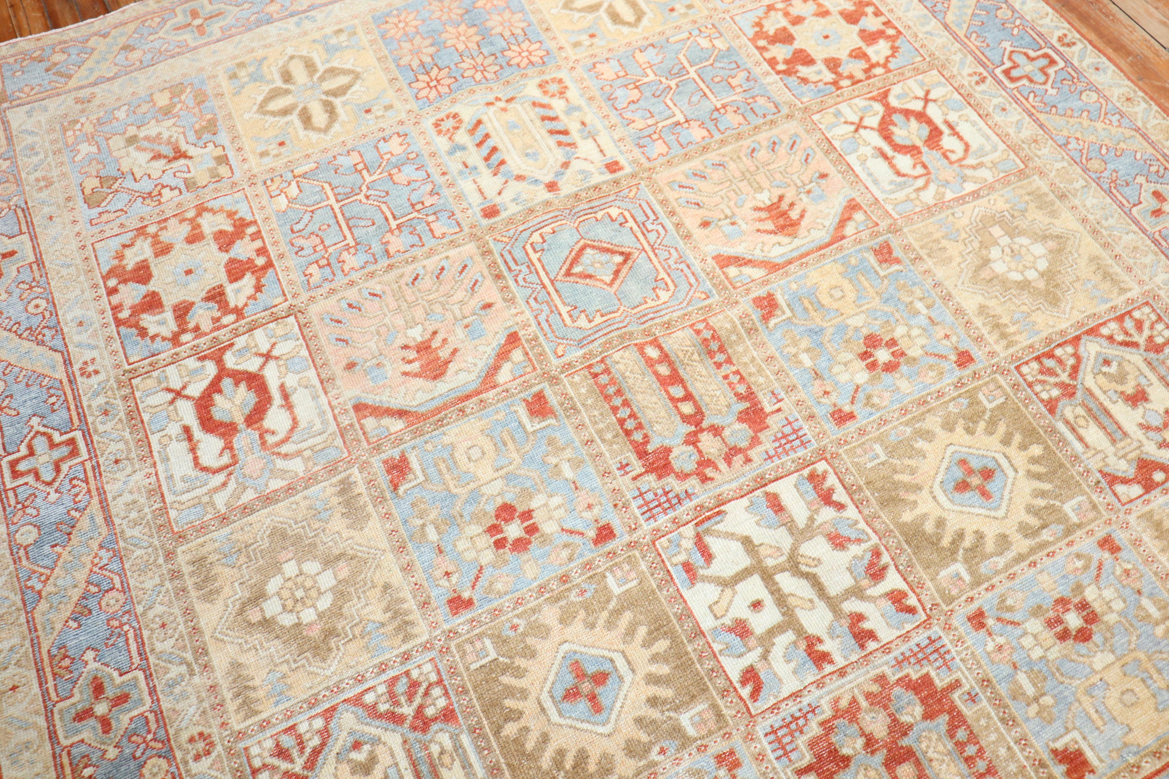 Wool Zabihi Collection Garden Box Antique Persian Bakhtiari Rug For Sale