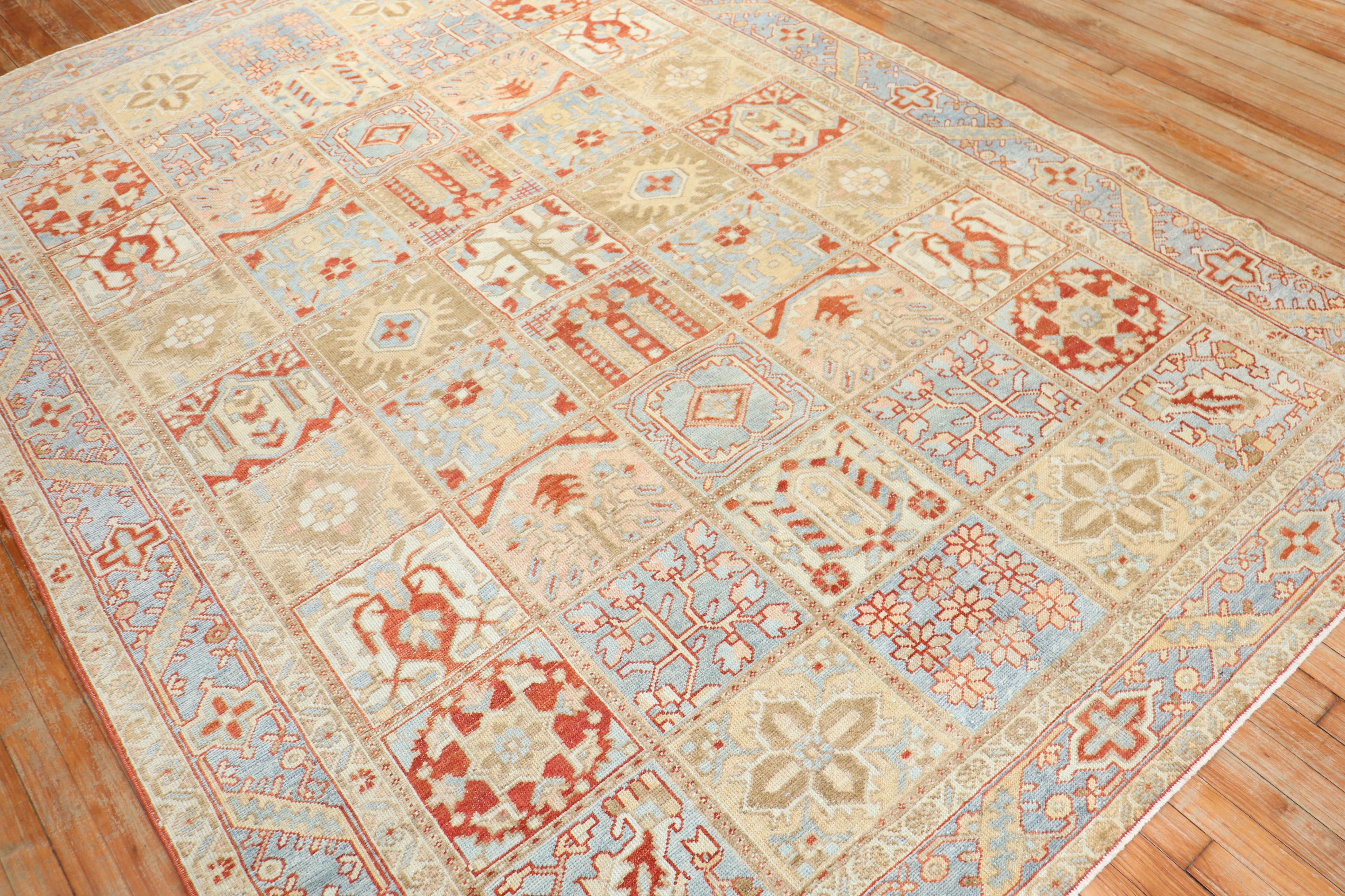 Zabihi Collection Garden Box Antique Persian Bakhtiari Rug For Sale 1