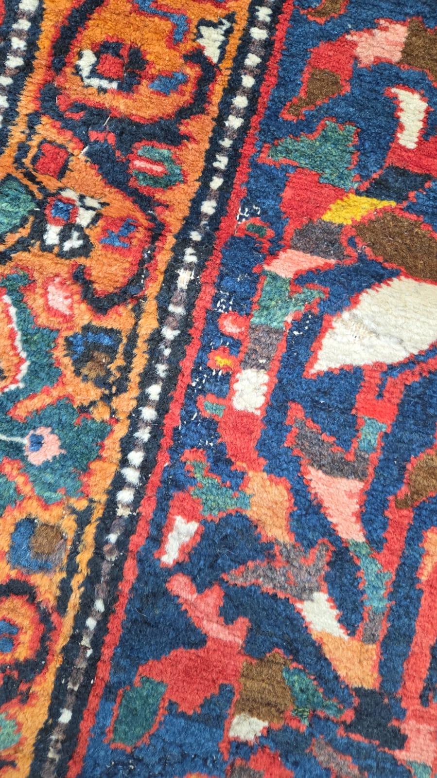 Adirondack Collection Zabihi  Garden Design Square Antique Persian Bakhtiari Rug en vente
