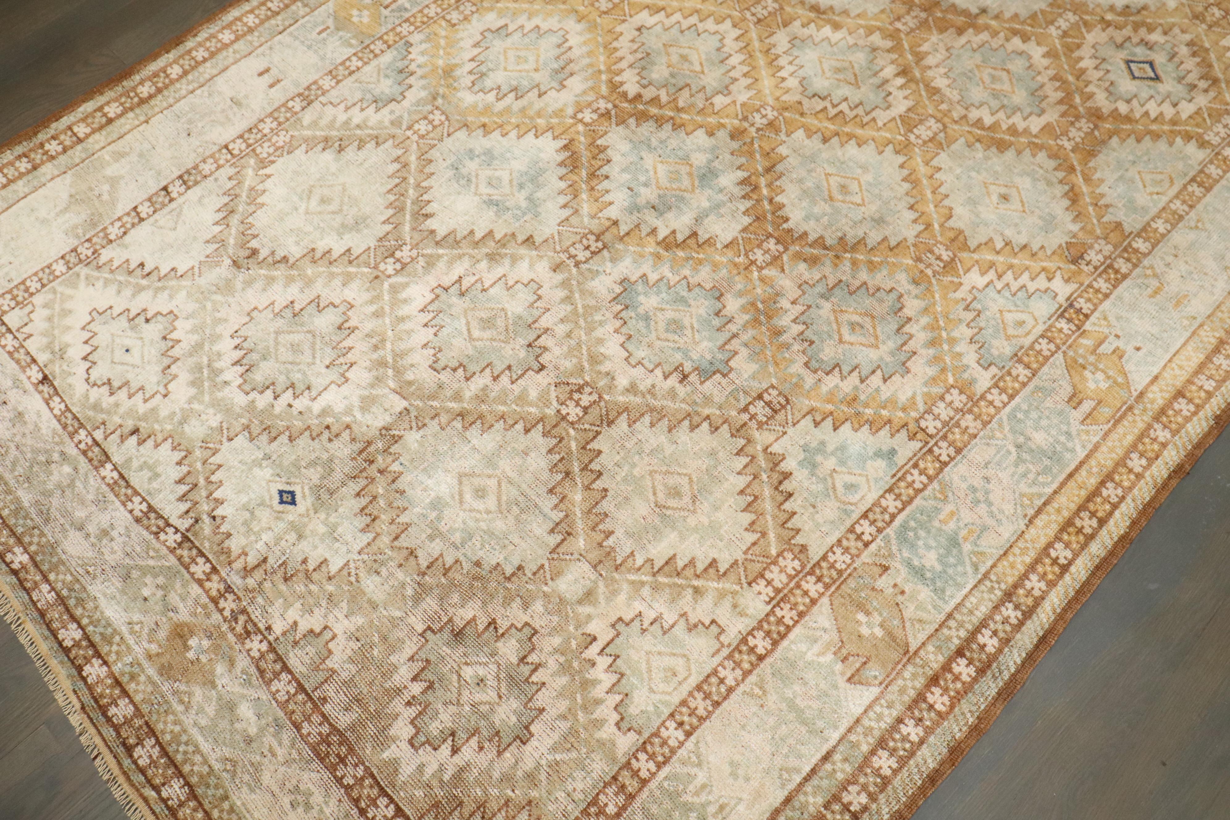 Zabihi Collection Geometric Beshir Turkeman Gallery Size Rug For Sale 2