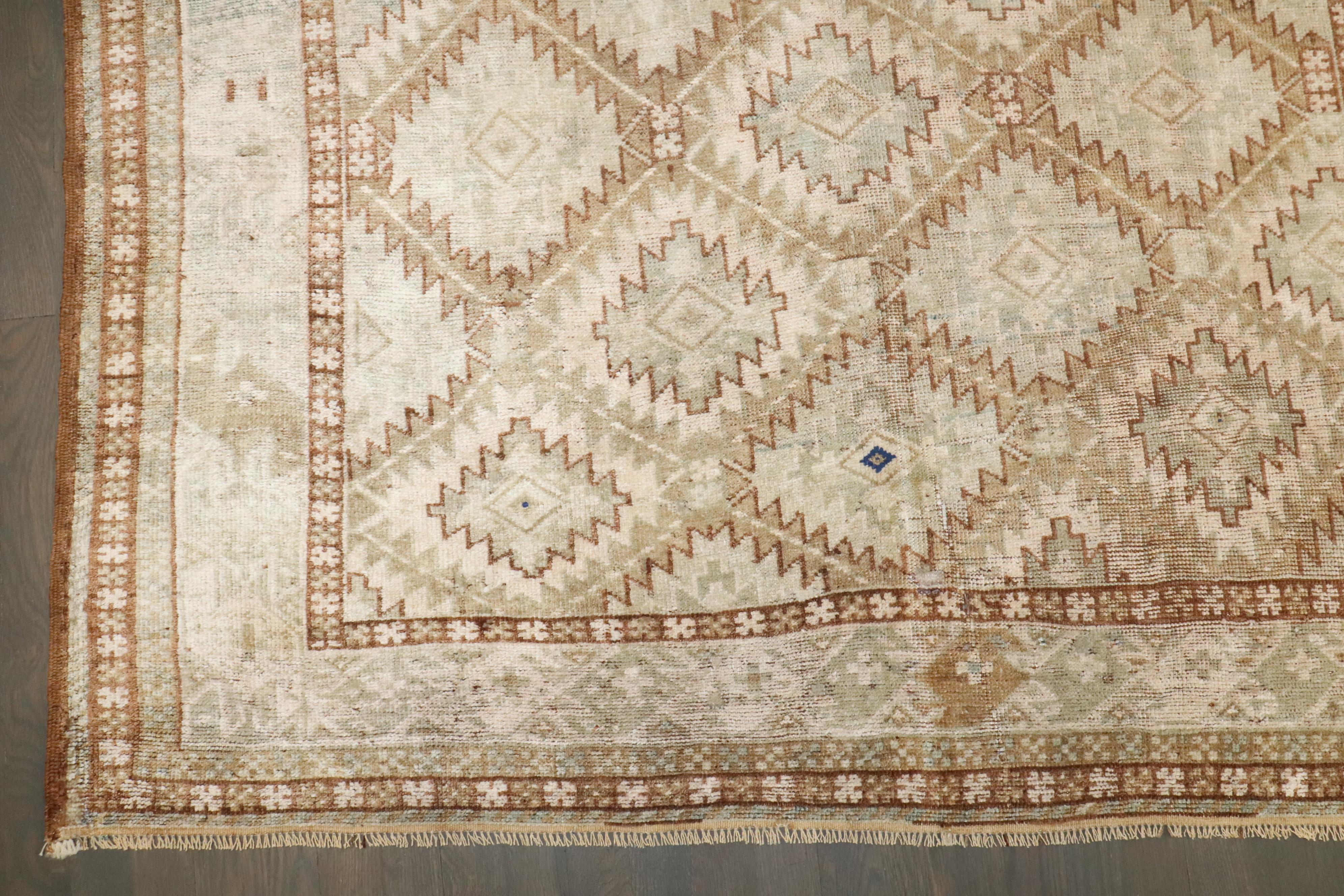 Zabihi Collection Geometric Beshir Turkeman Gallery Size Rug For Sale 3