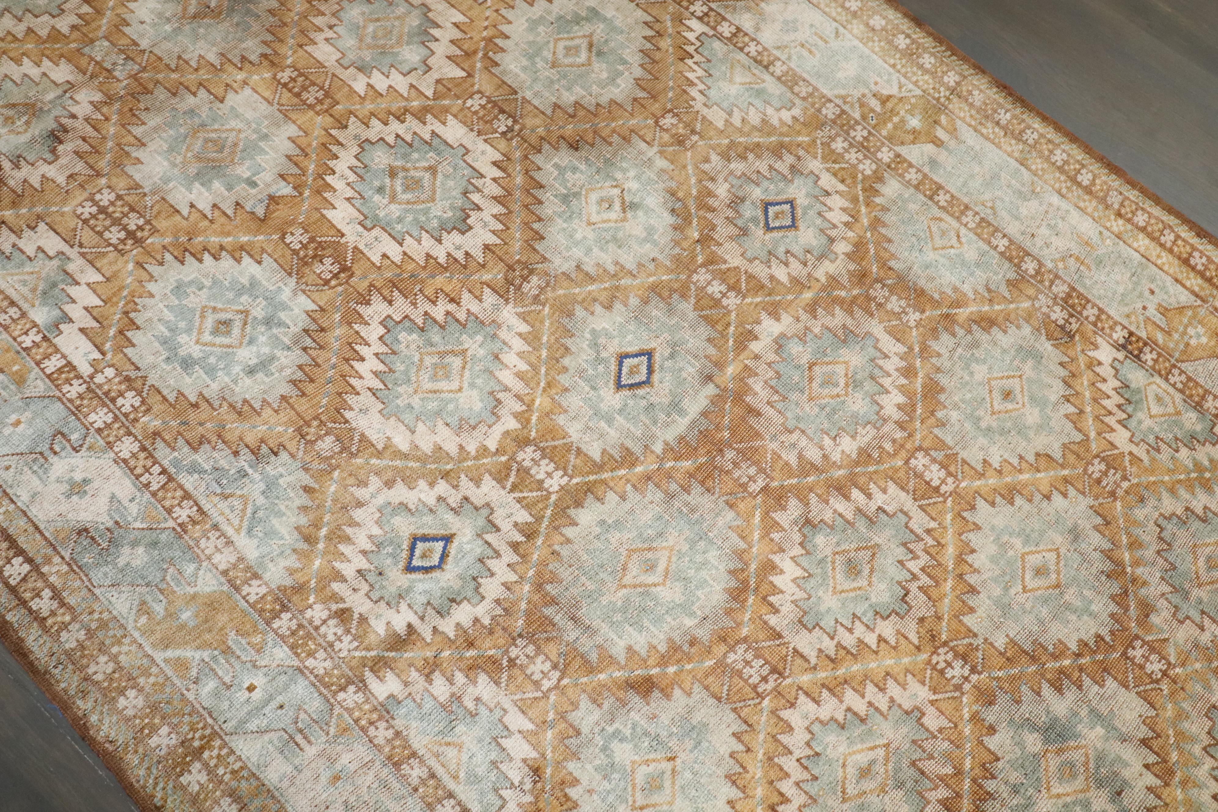 Zabihi Collection Geometric Beshir Turkeman Gallery Size Rug In Good Condition For Sale In New York, NY