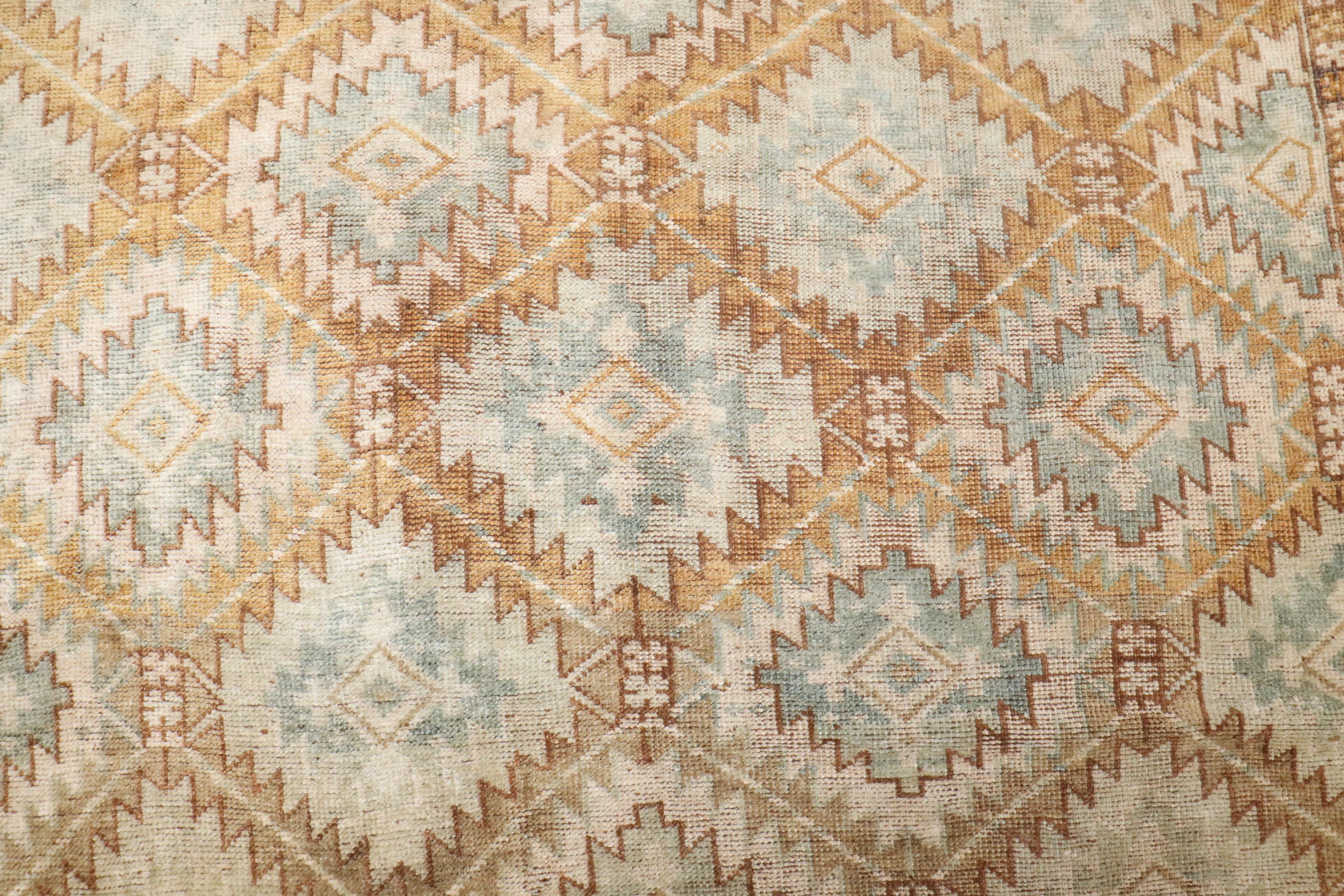 Wool Zabihi Collection Geometric Beshir Turkeman Gallery Size Rug For Sale