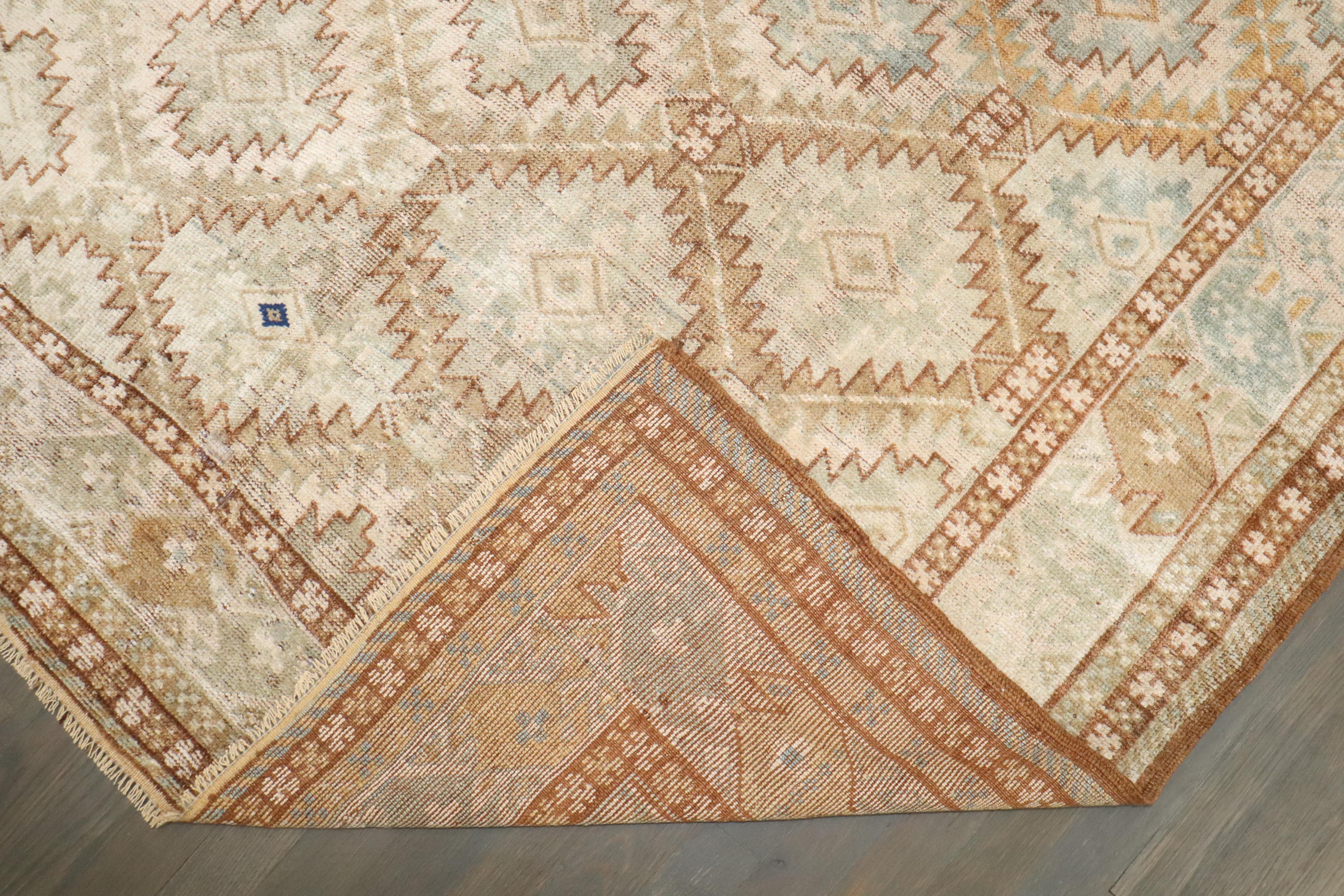 Zabihi Collection Geometric Beshir Turkeman Gallery Size Rug For Sale 1