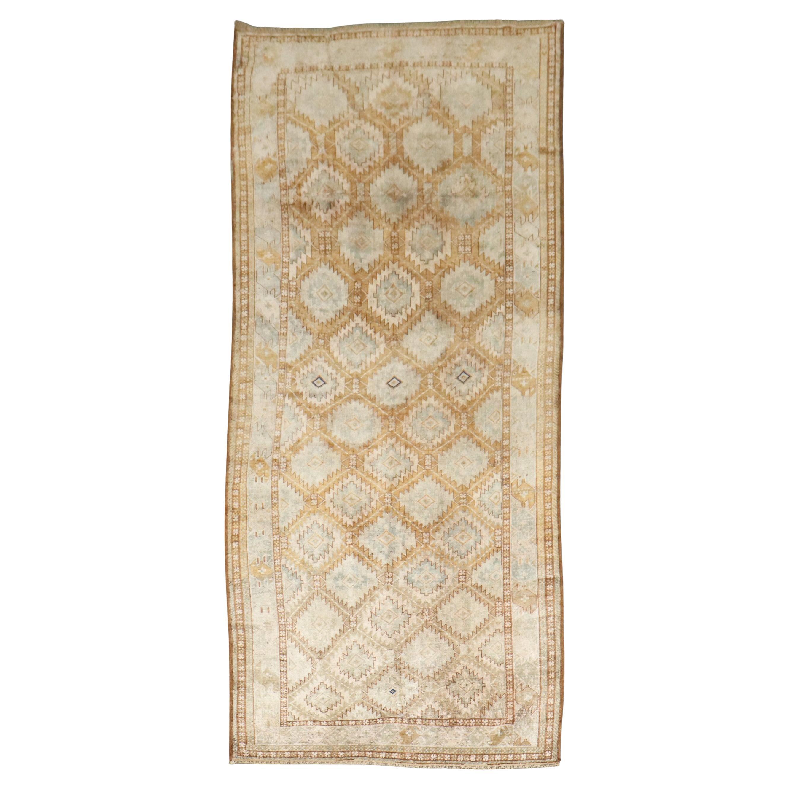 Zabihi Collection Geometric Beshir Turkeman Gallery Size Rug For Sale