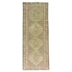 Vintage Zabihi Collection  Geometric Brown Pink Turkish Gallery Runner