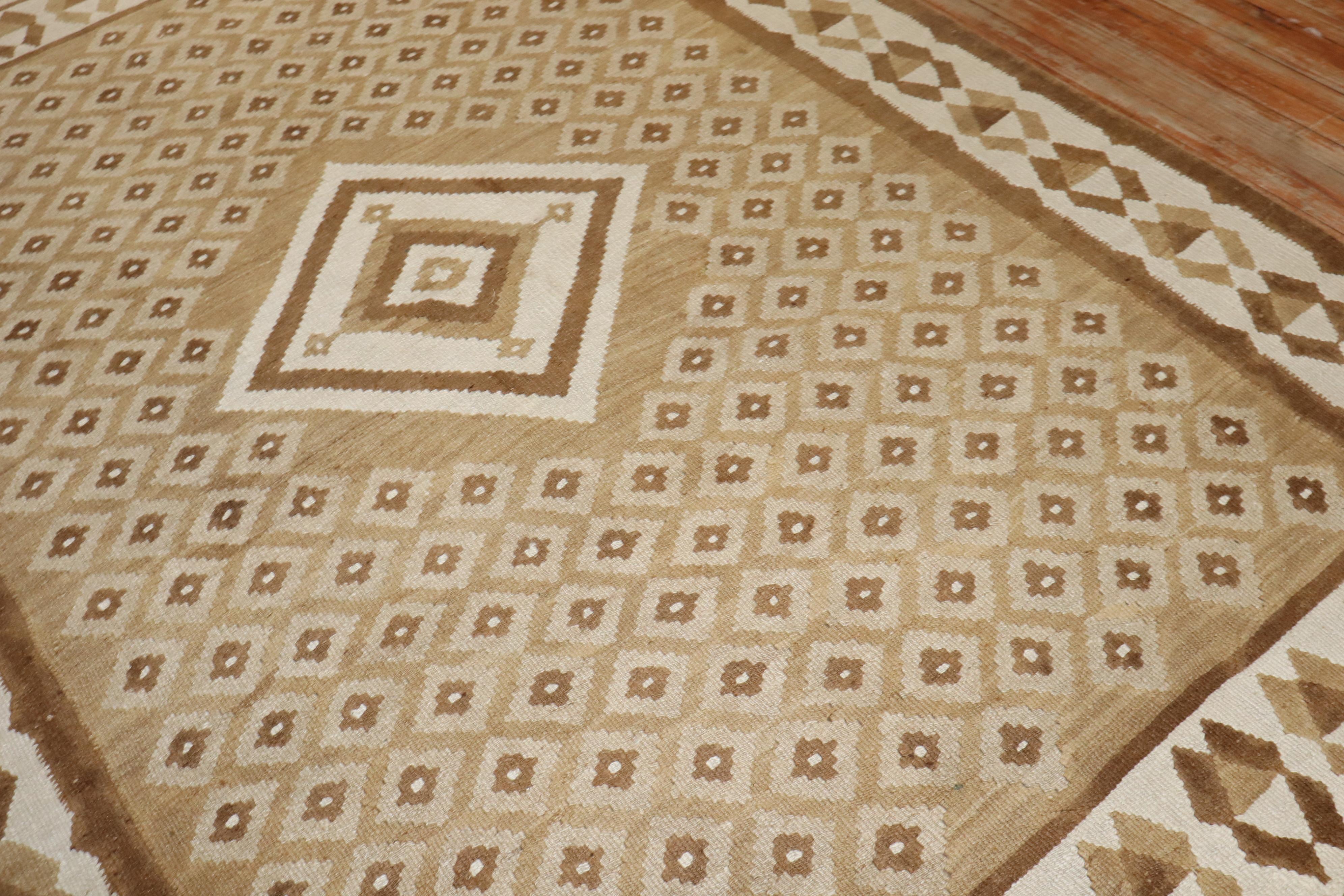 Colección Zabihi Kilim Turco Vintage Geométrico Marrón Blanco Rústico en venta