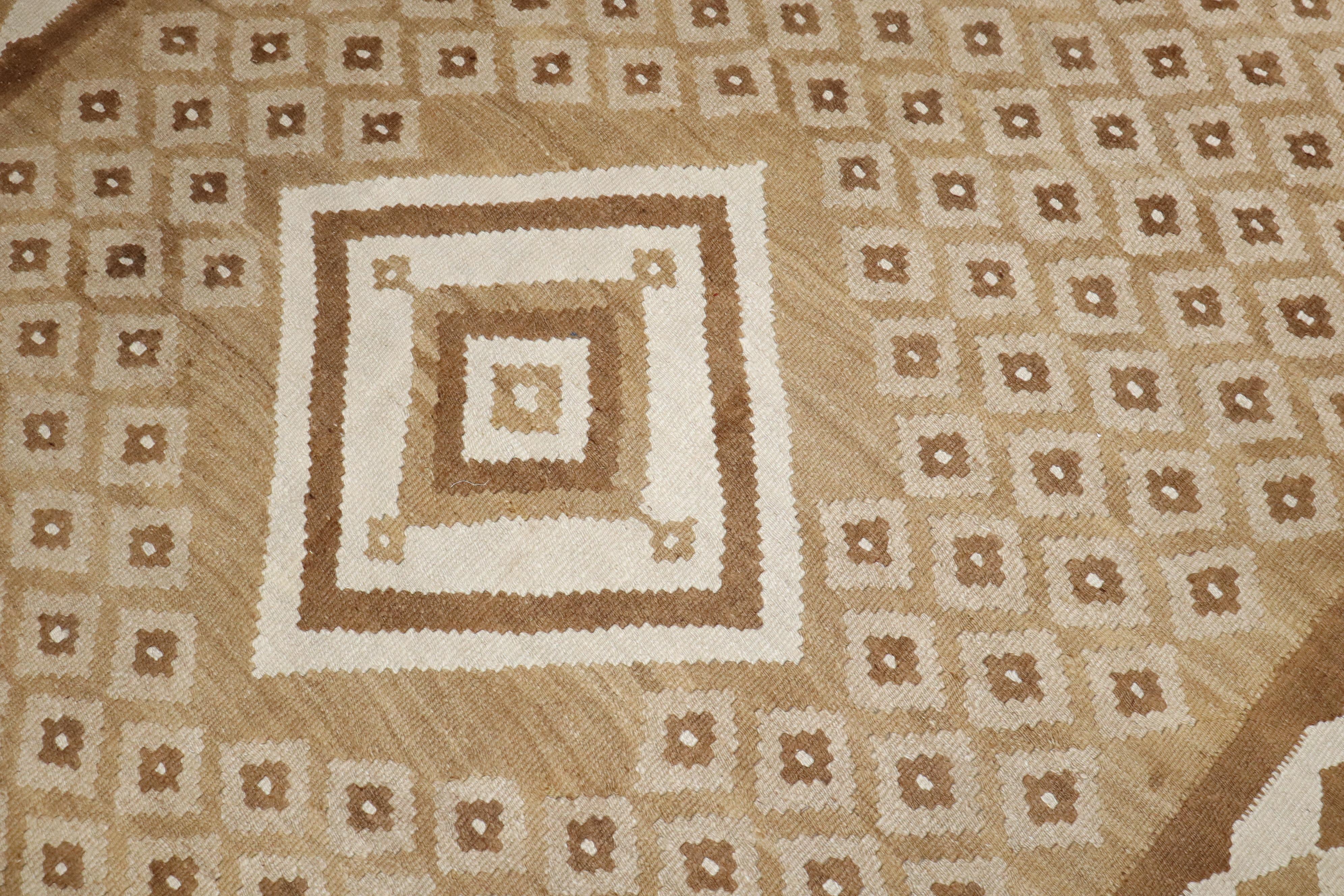 Colección Zabihi Kilim Turco Vintage Geométrico Marrón Blanco en venta 1