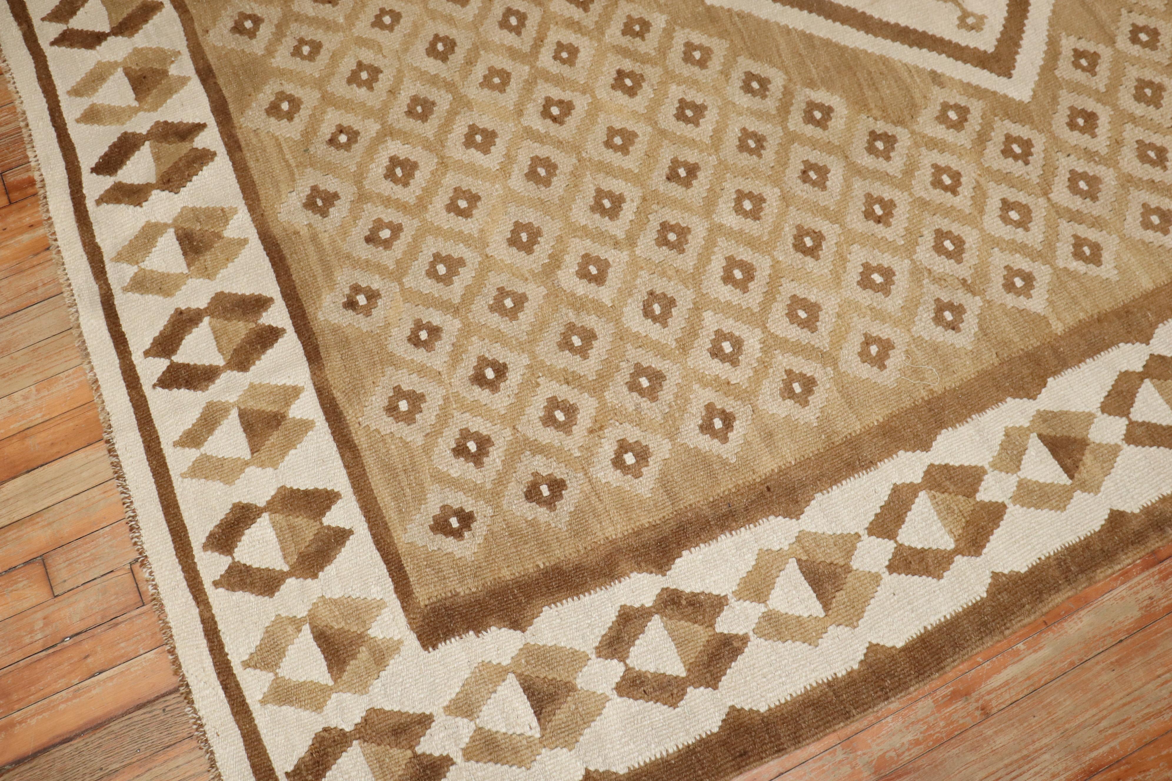 Colección Zabihi Kilim Turco Vintage Geométrico Marrón Blanco en venta 2