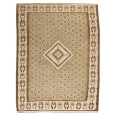 Colección Zabihi Kilim Turco Vintage Geométrico Marrón Blanco
