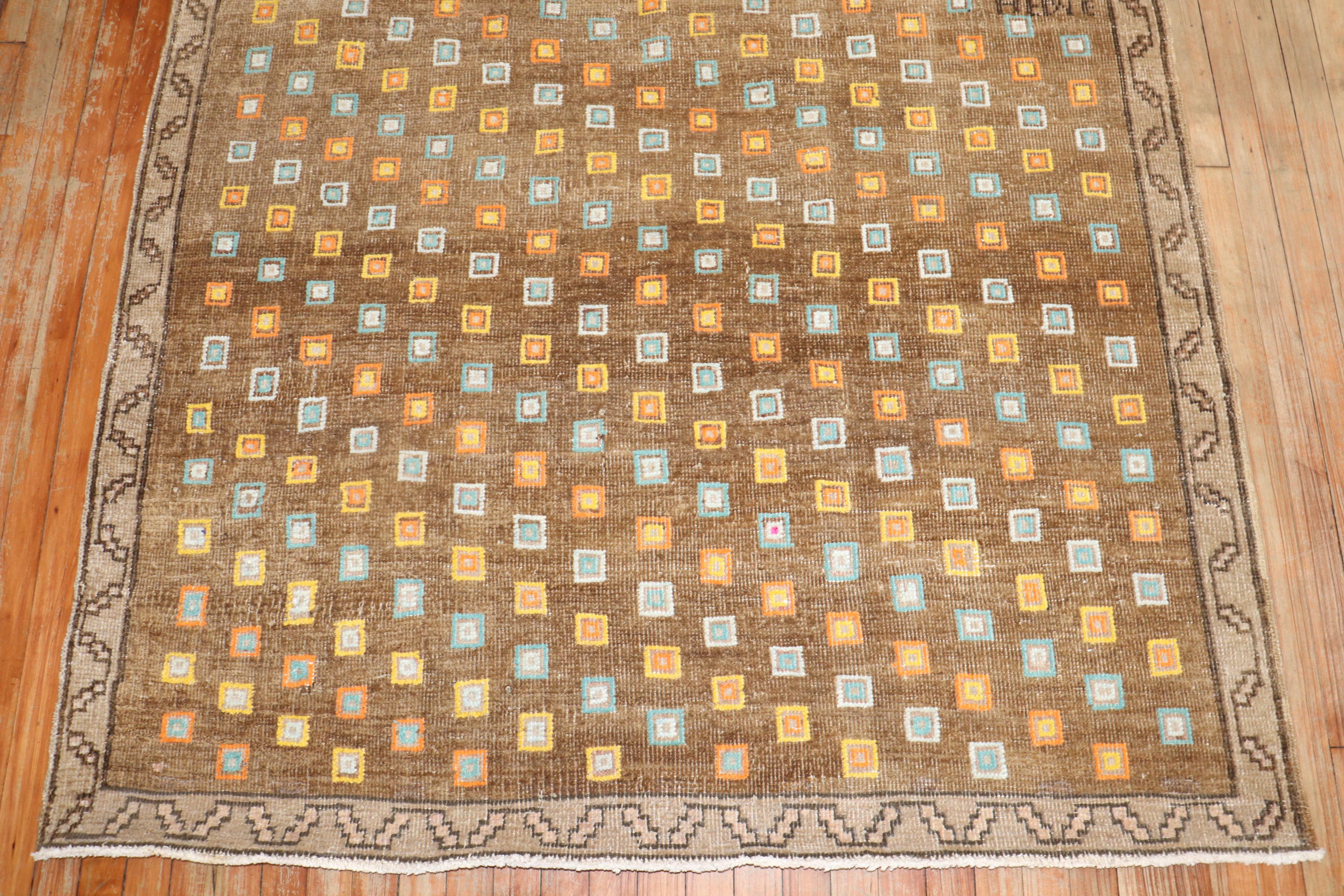 Tribal Zabihi Collection Geometric Funky Turkish Rug For Sale