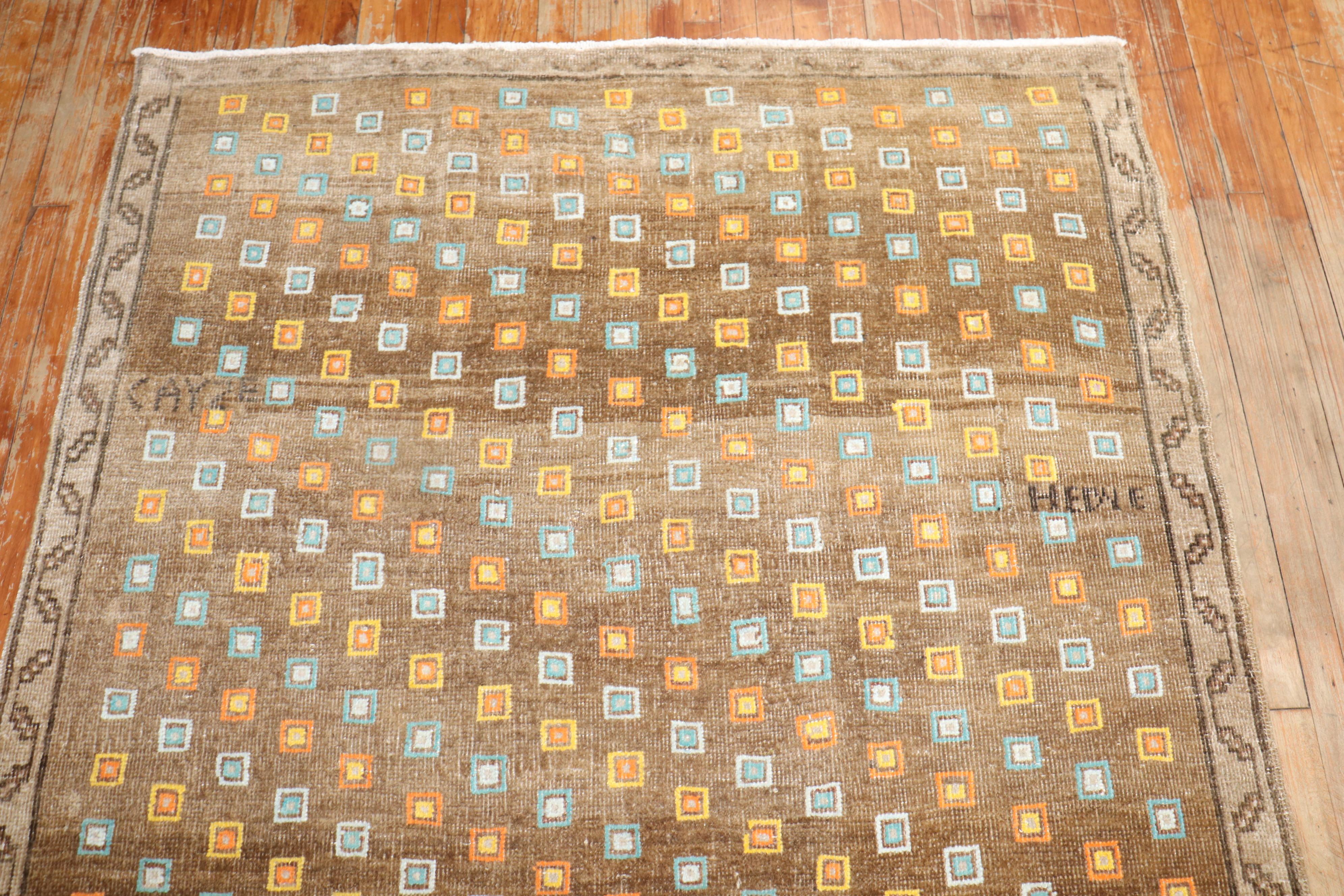 Zabihi Collection Geometric Funky Turkish Rug In Good Condition For Sale In New York, NY