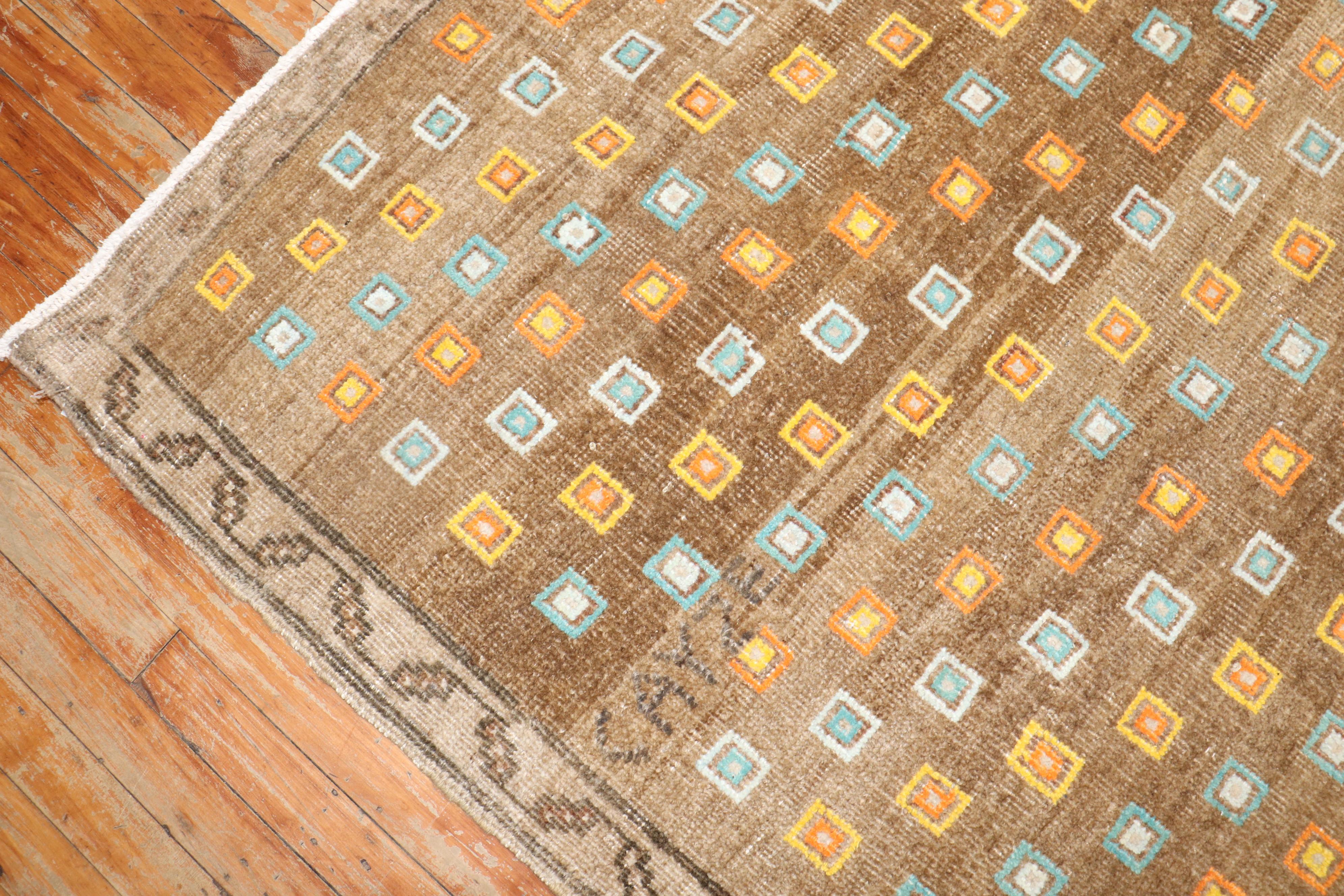 20th Century Zabihi Collection Geometric Funky Turkish Rug For Sale