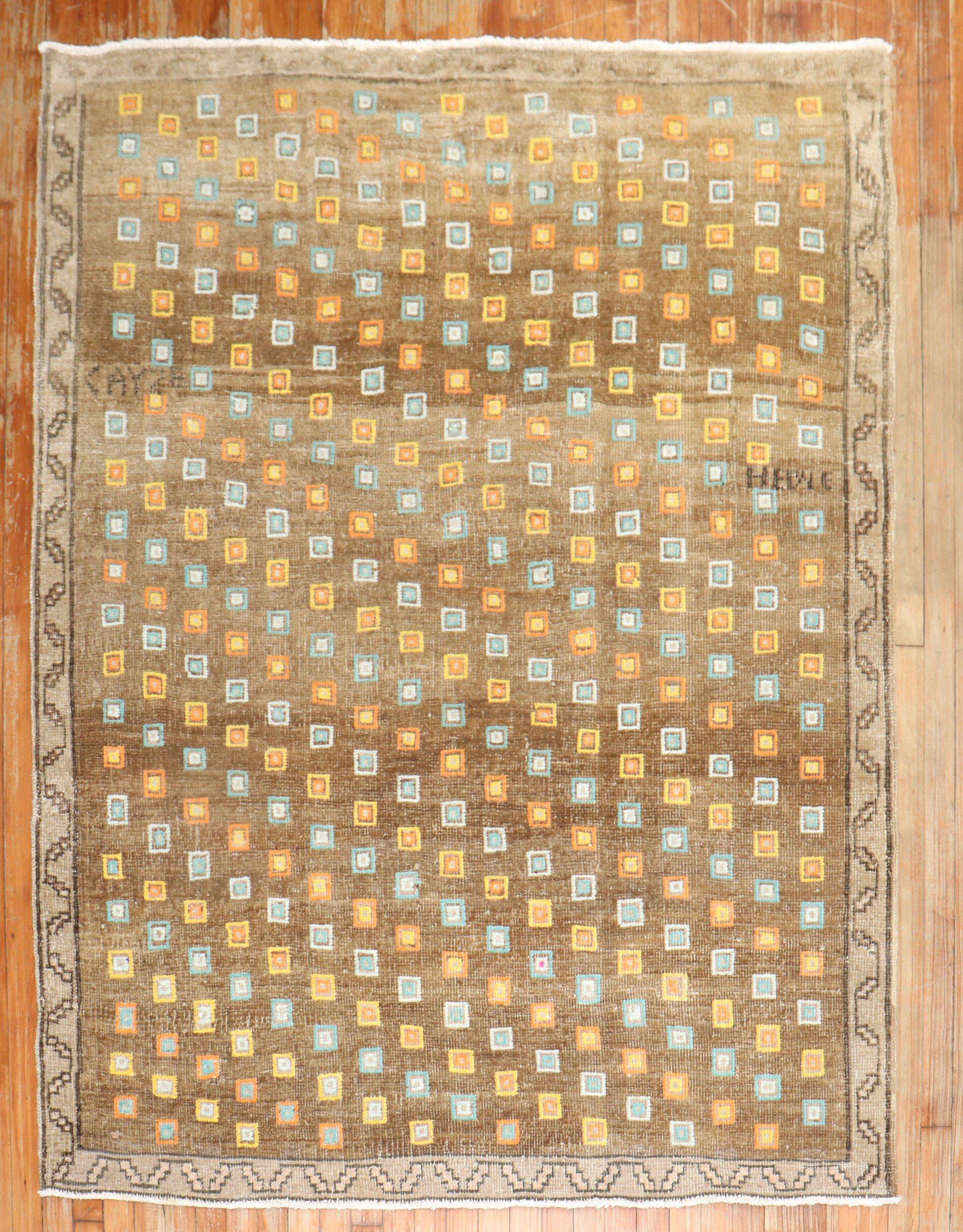 Zabihi Collection Geometric Funky Turkish Rug For Sale 2