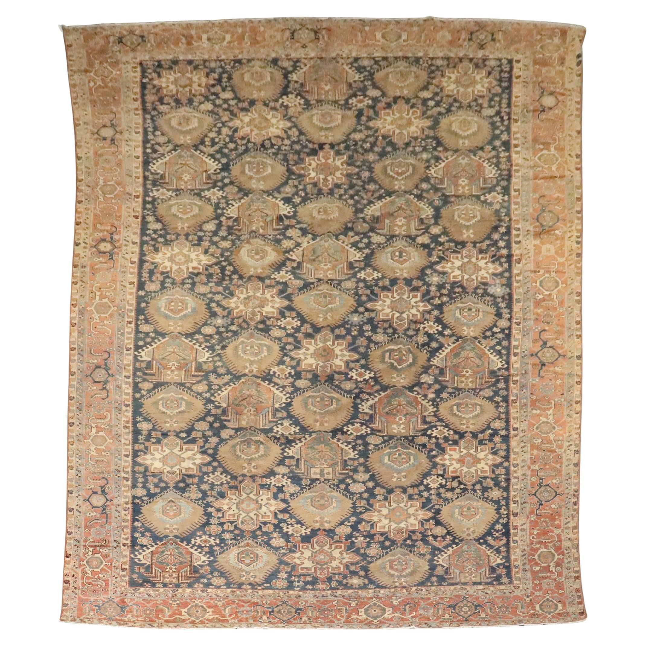 Zabihi Collection Geometric Oversize Persian Antique Heriz Rug