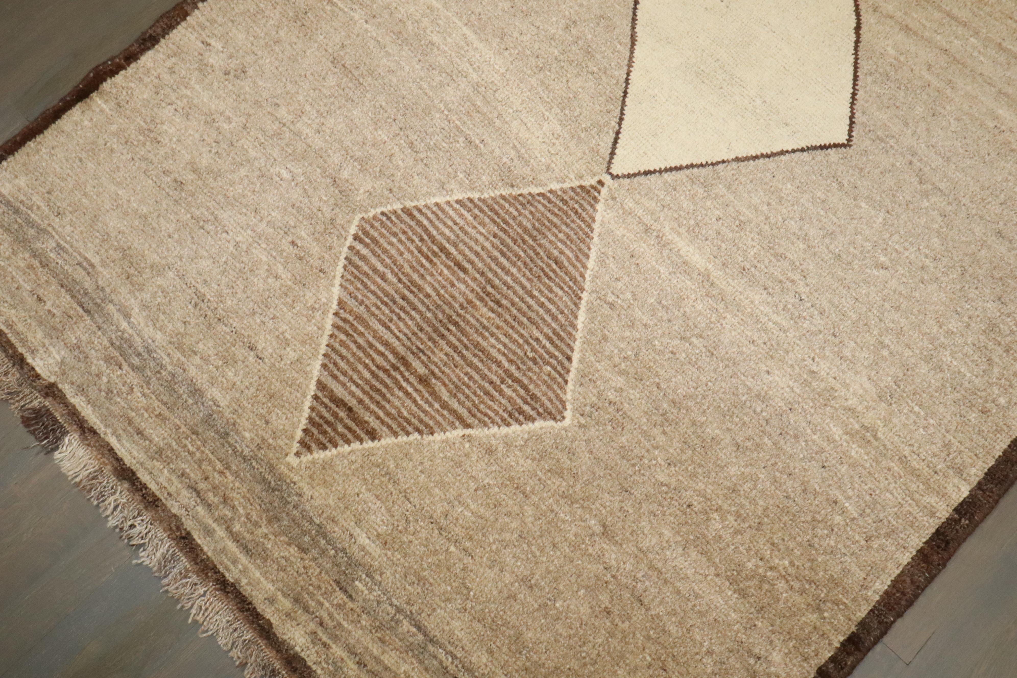 Geometrischer persischer Gabbeh-Teppich der Zabihi-Kollektion (Handgeknüpft) im Angebot