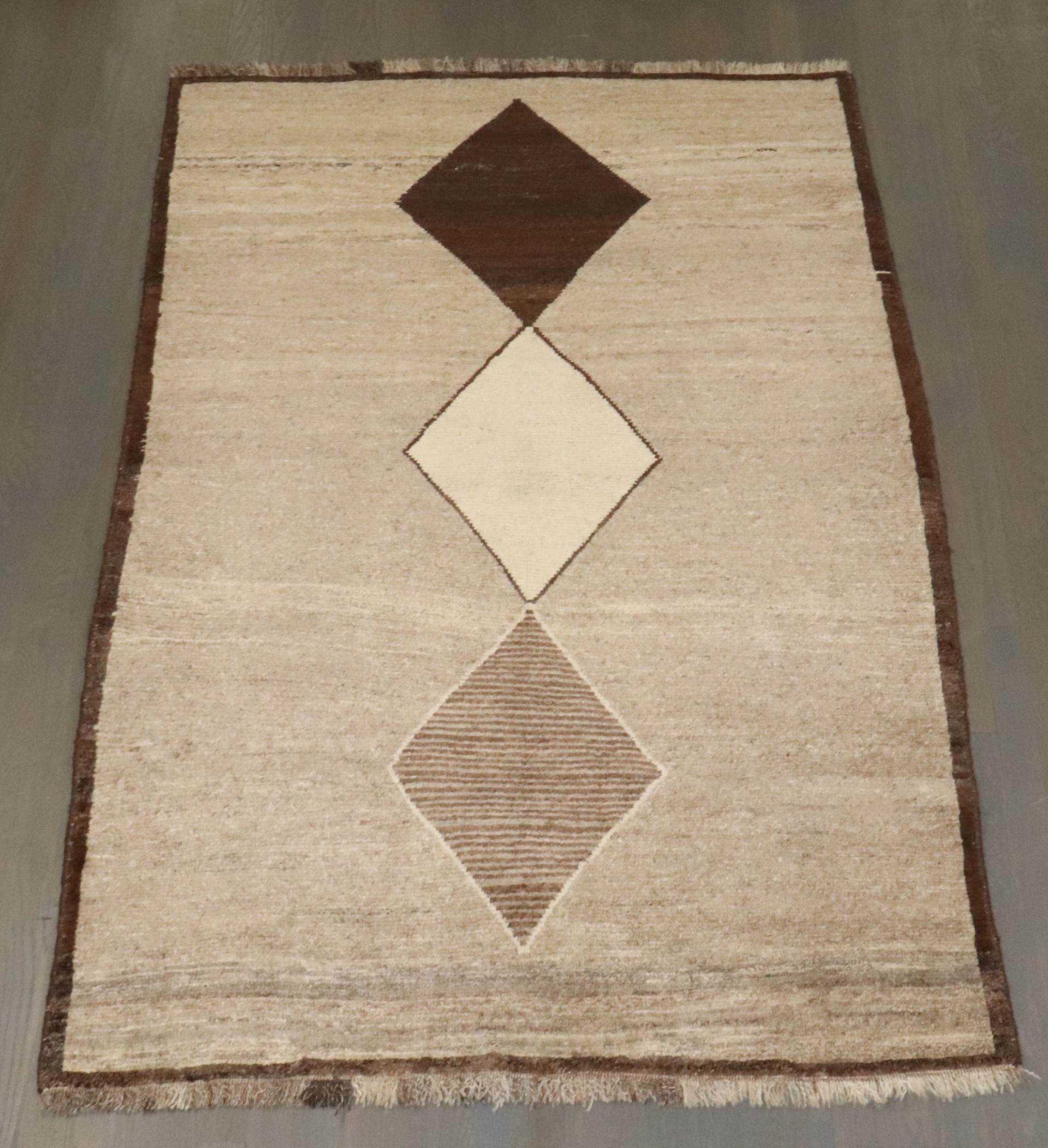 Geometrischer persischer Gabbeh-Teppich der Zabihi-Kollektion (20. Jahrhundert) im Angebot