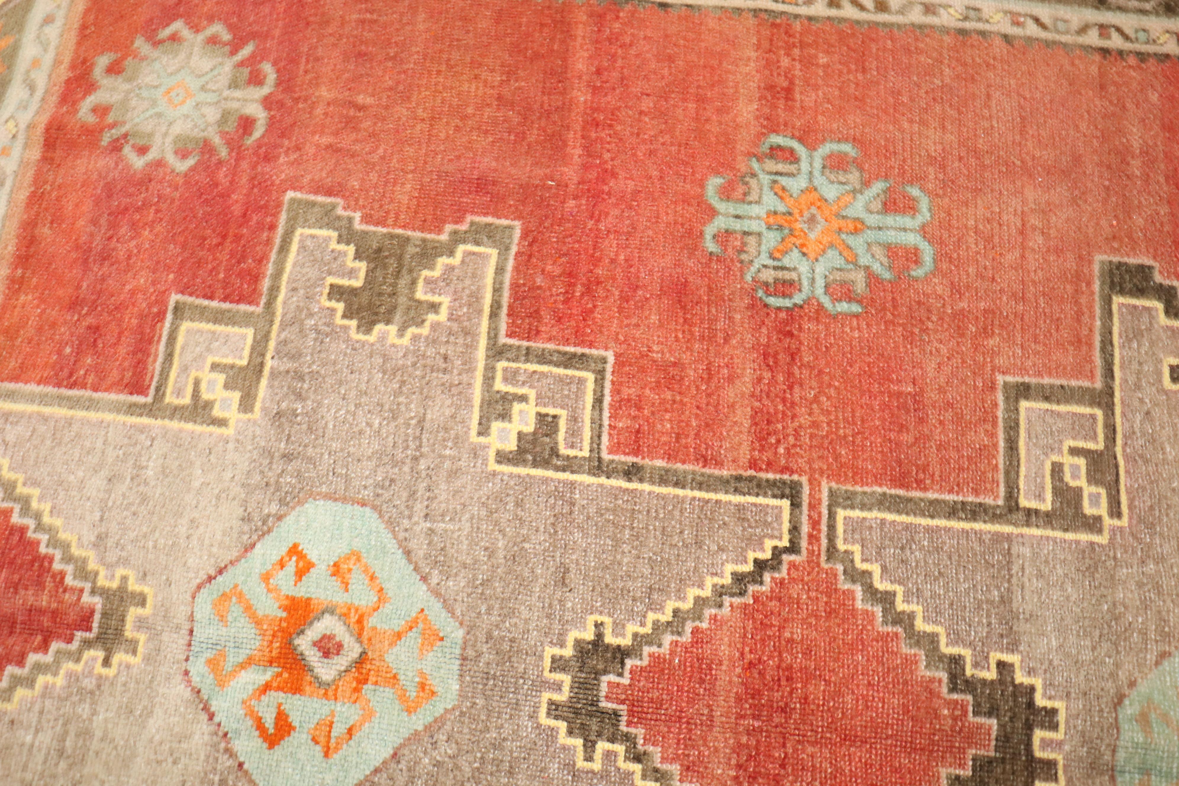 Tribal Zabihi Collection Geometric Room Size Turkish Rug For Sale