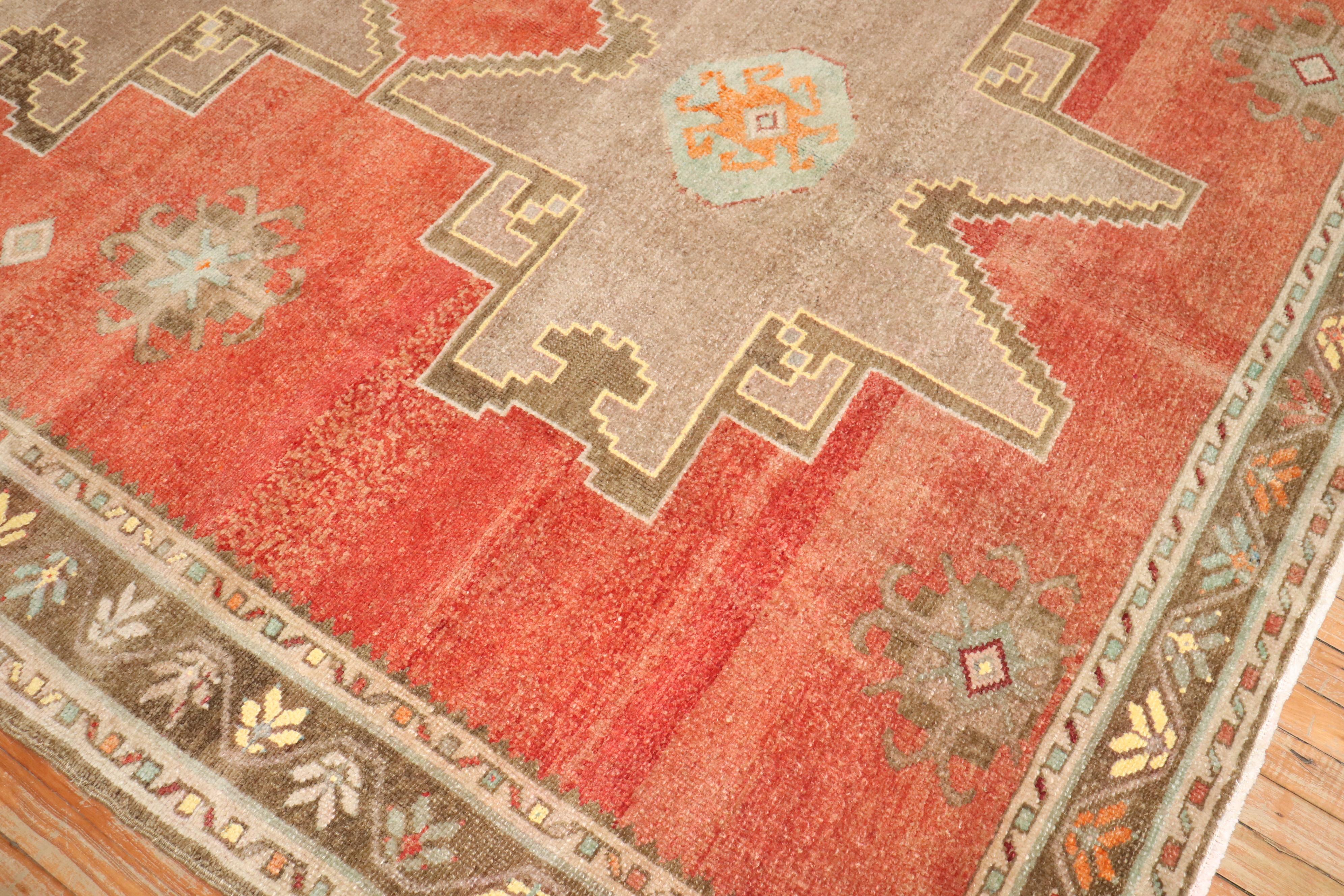 20th Century Zabihi Collection Geometric Room Size Turkish Rug For Sale