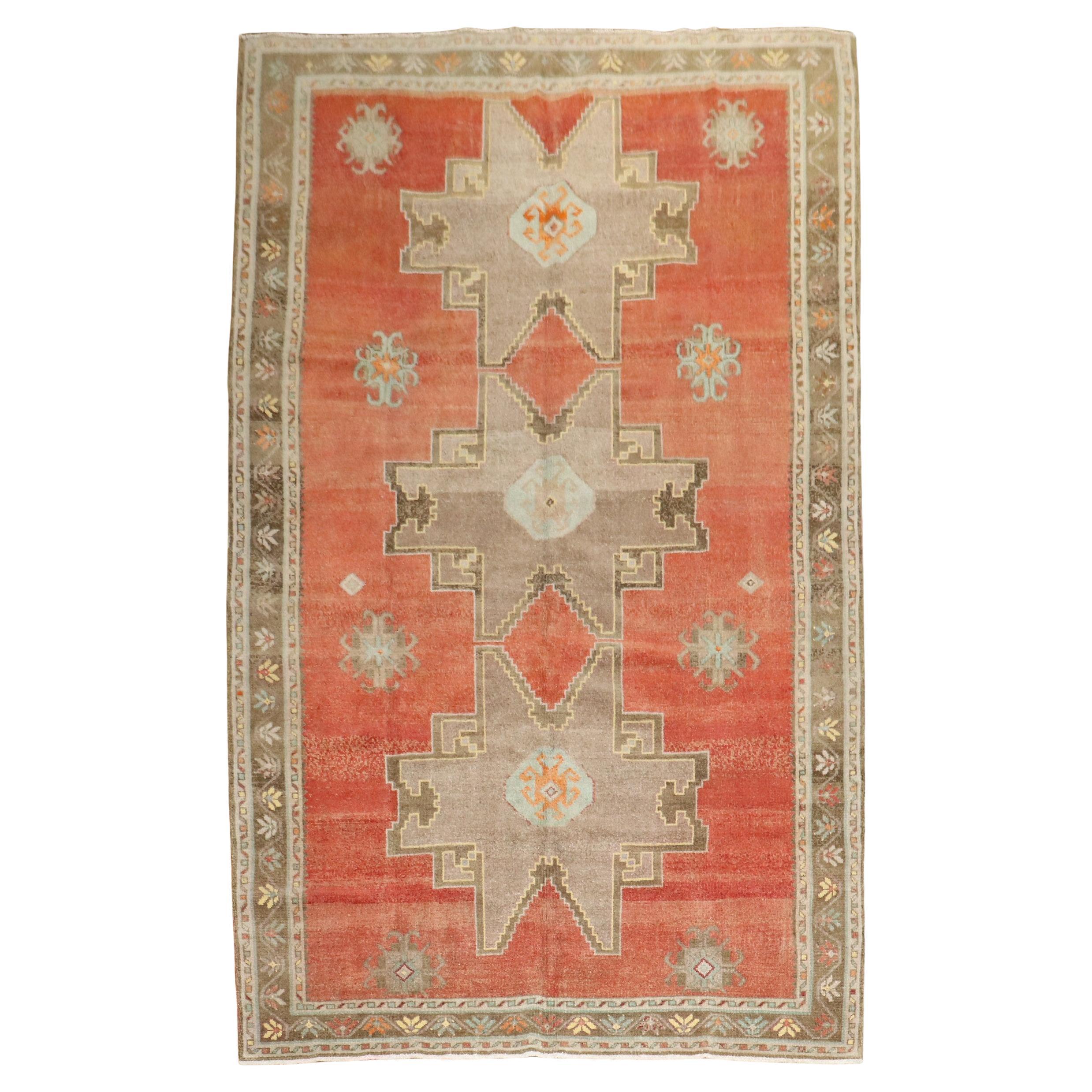 Zabihi Collection Geometric Room Size Turkish Rug For Sale