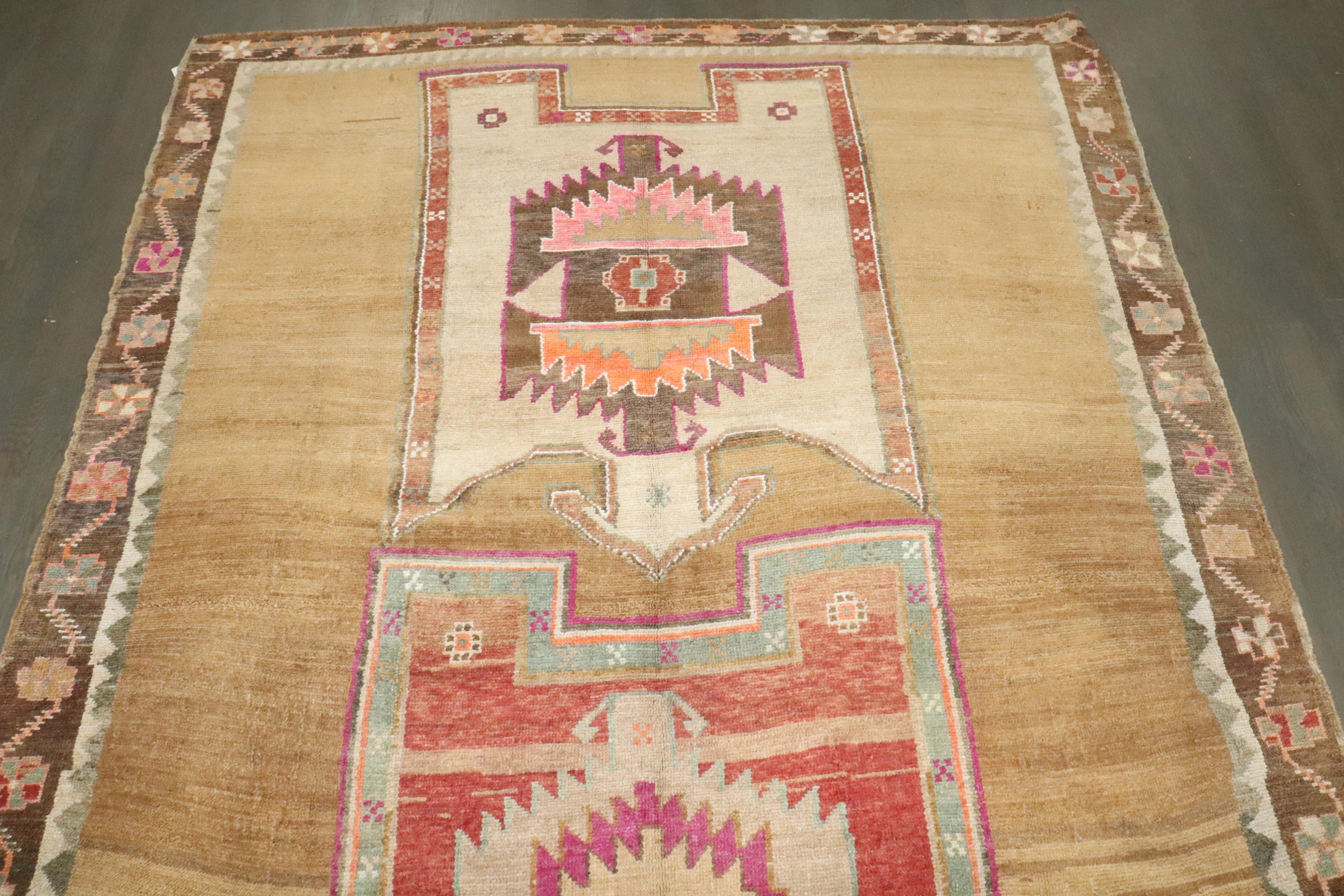 Zabihi Collection Geometric Tribal Turkish Gallery Runner (Stammeskunst) im Angebot