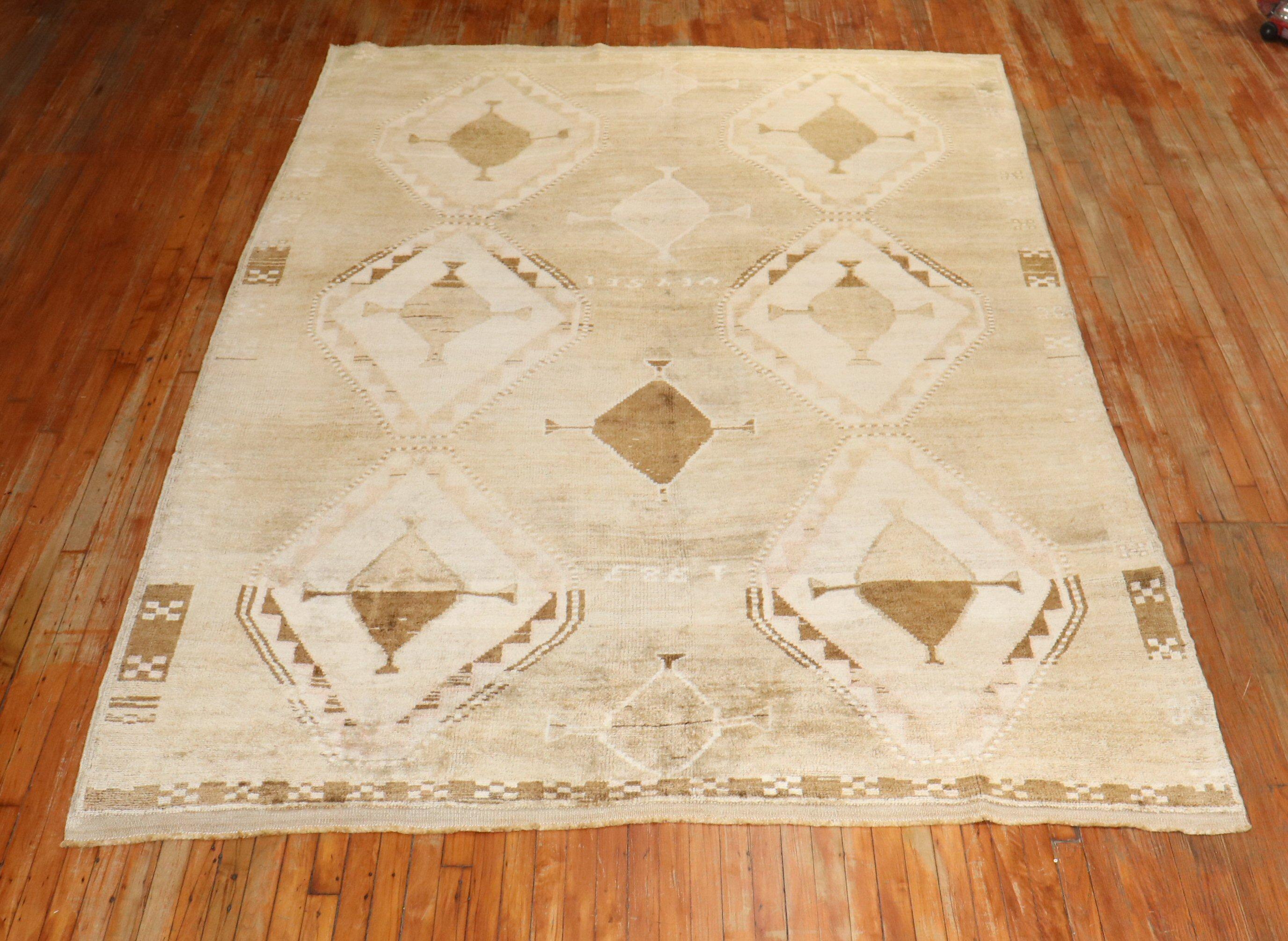 20th Century Zabihi Collection Geometric Tribal Turkish Rug For Sale