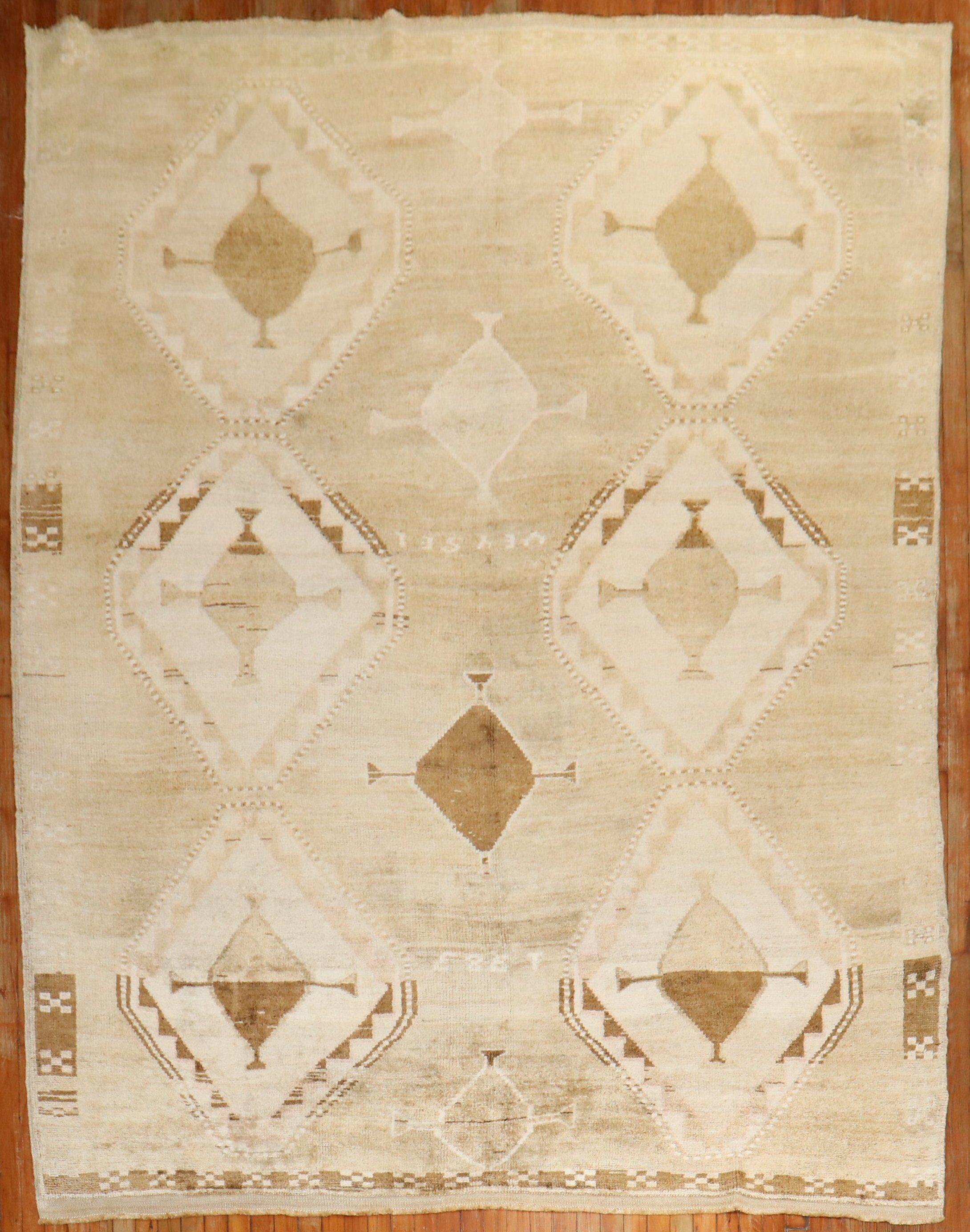 Wool Zabihi Collection Geometric Tribal Turkish Rug For Sale