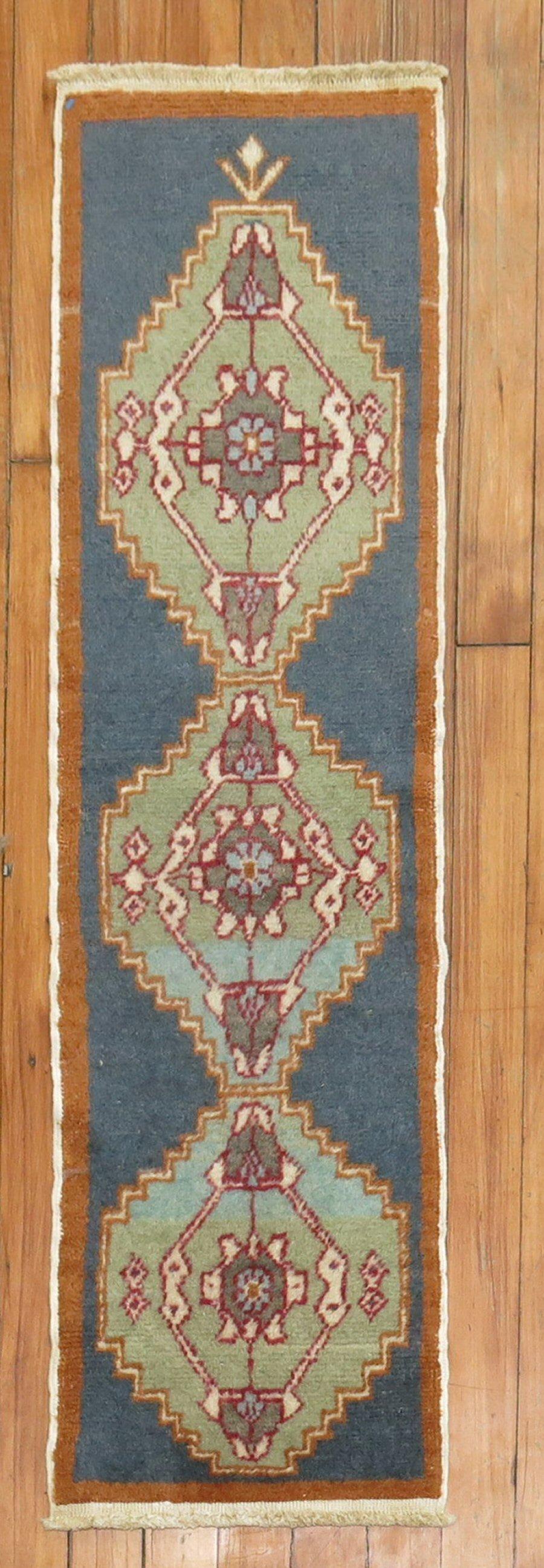 ein schmaler geometrischer türkischer anatolischer teppich aus der mitte des 20.

Maße: 1' x 3'6''.

 

 