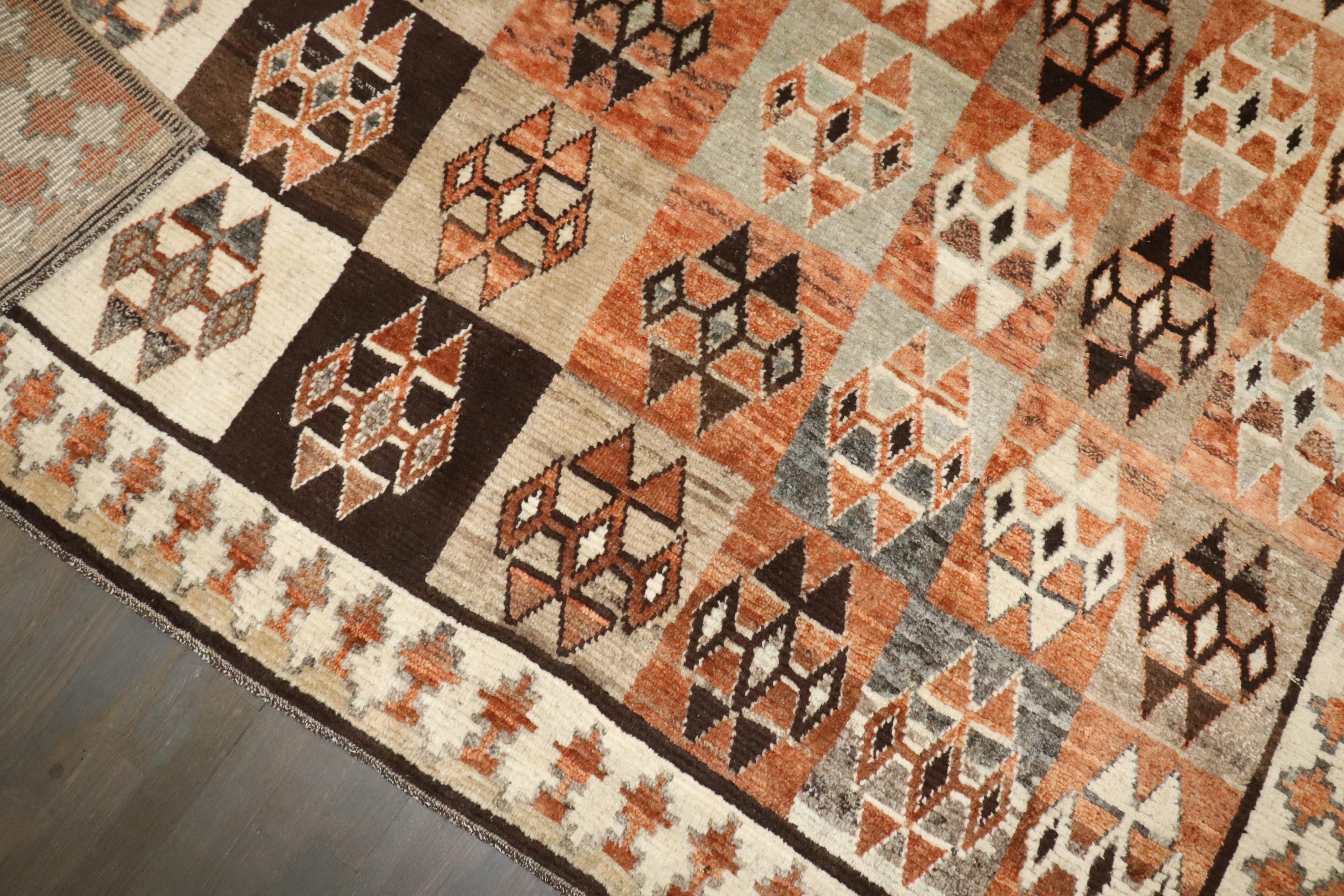 Alfombra Gabbeh Cuadrada Persa Vintage Geométrica Colección Zabihi Anudado a mano en venta