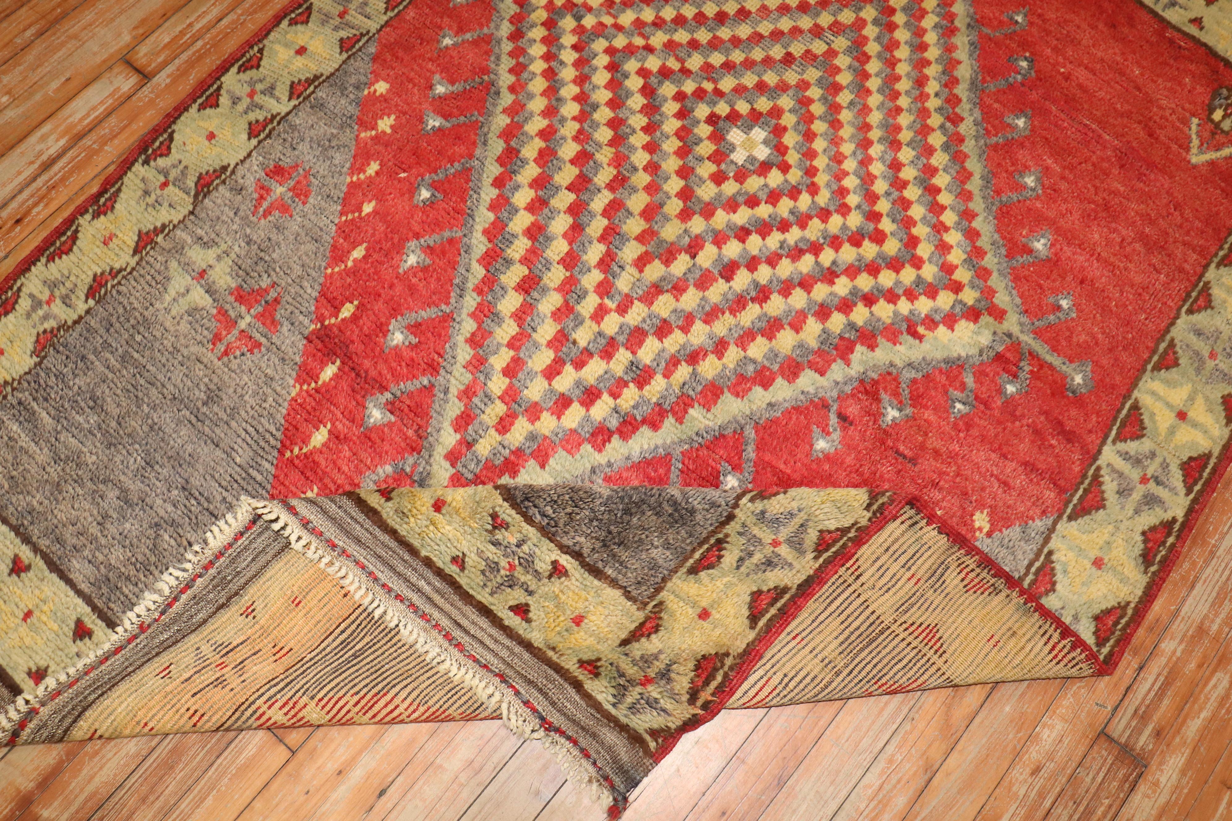 20th Century Zabihi Collection Geometric Vintage Turkish Accent size Rug For Sale