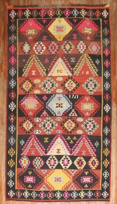 Zabihi Collection Geometric Vintage Turkish Gallery Size Kilim